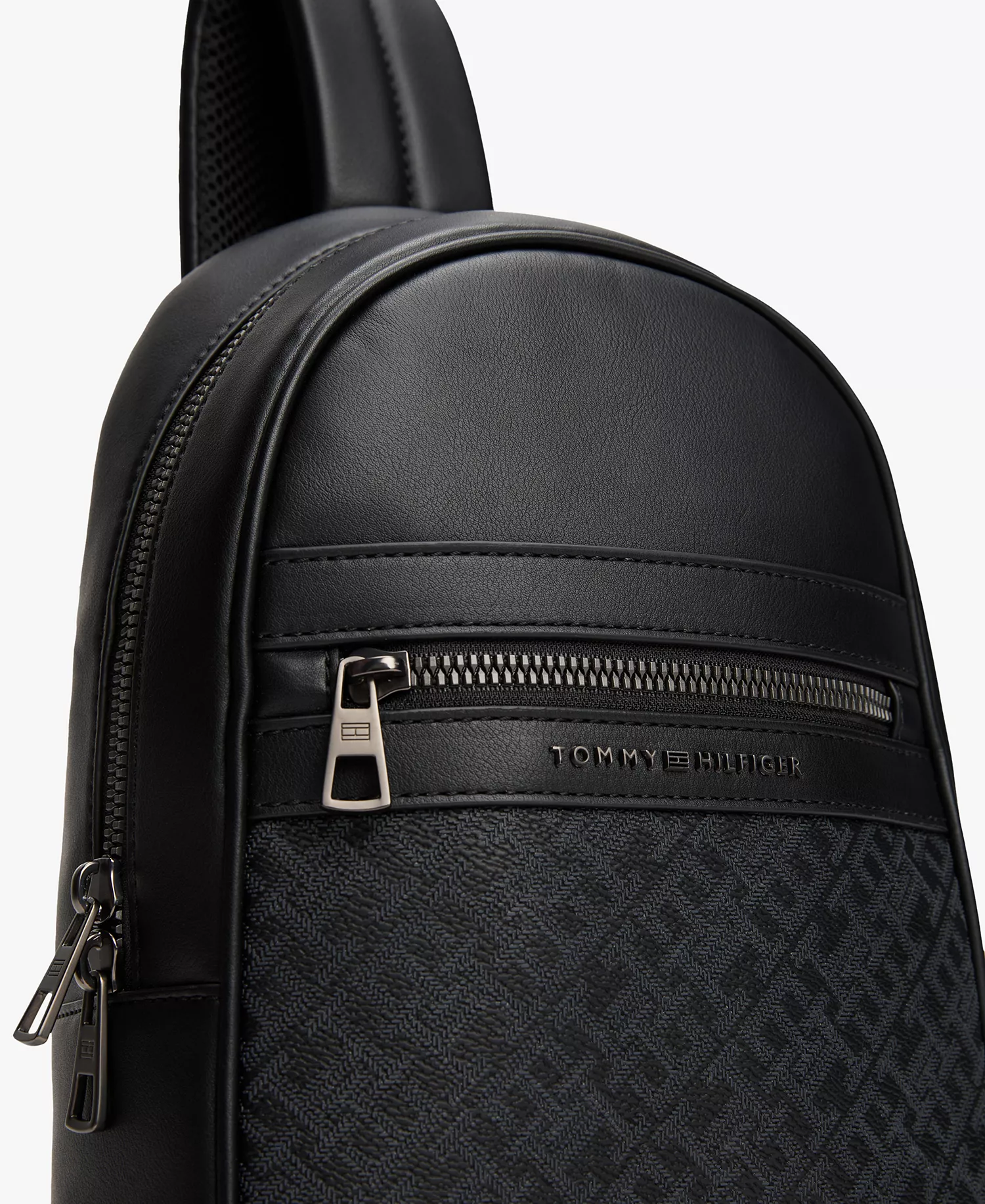 Men's Monogram Zipper Sling Bag - Black - No Size