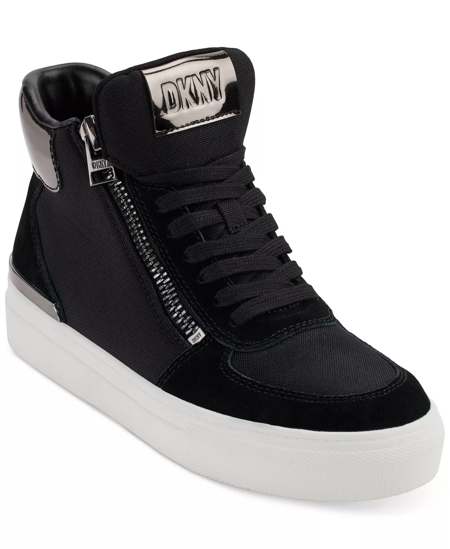 Women's Cindell Lace-Up Zipper High Top Sneakers - Black/ Dark Gunmetal - 5.5M