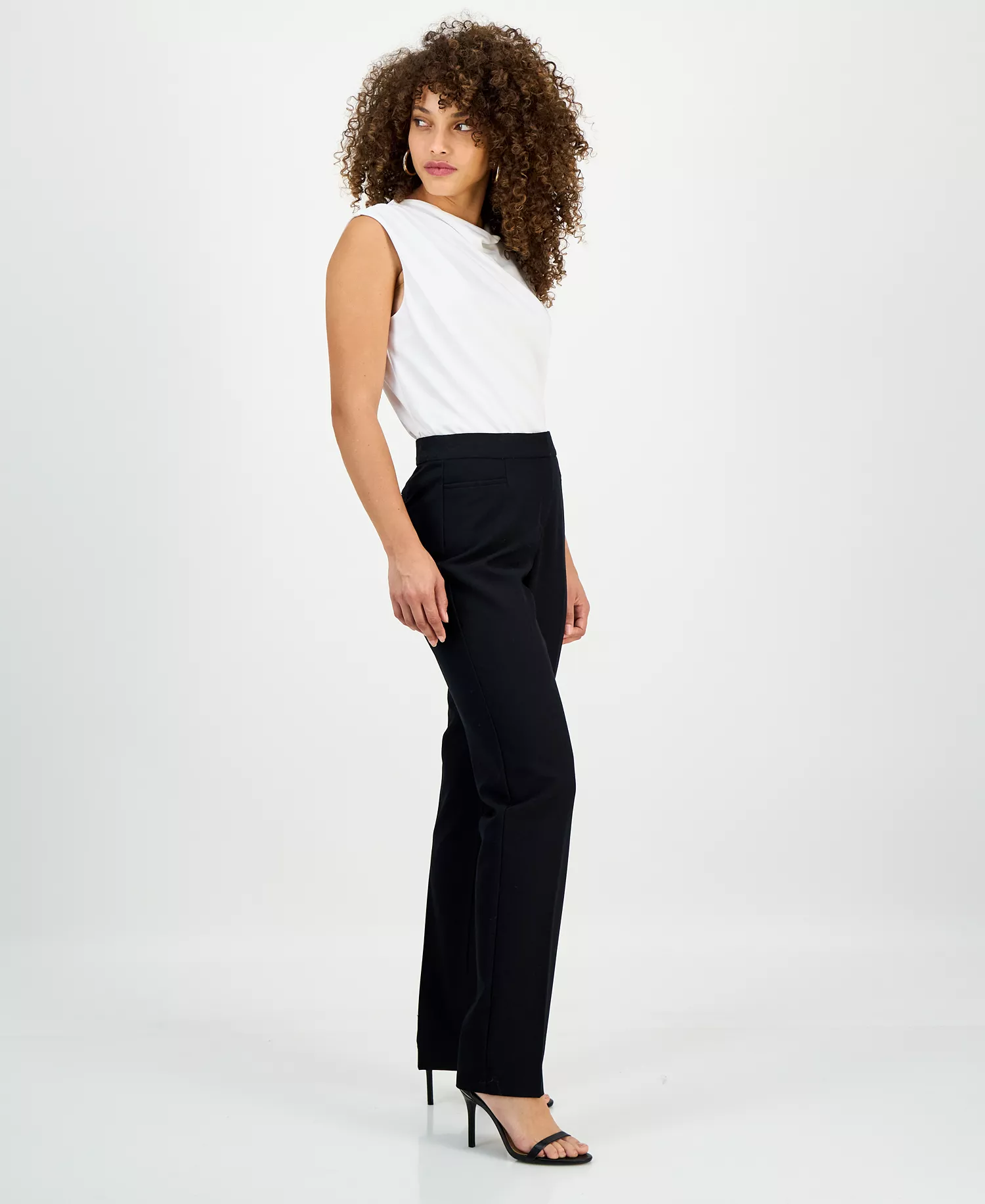 L-Pocket Straight-Leg Pants, Created for Macy's - Deep Black - 0