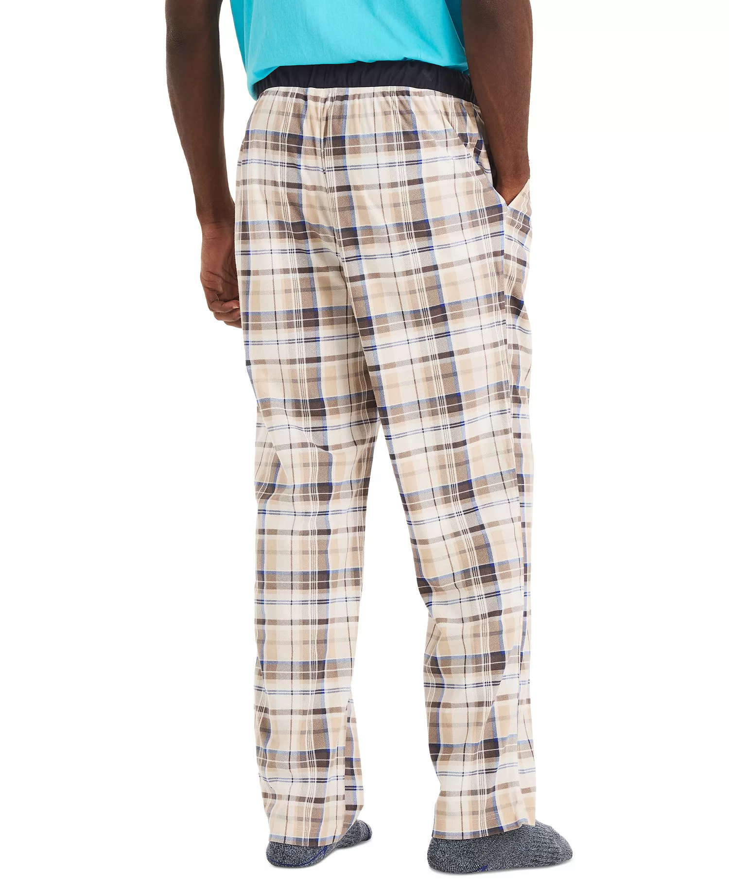 Men's Classic-Fit Plaid Fleece Pajama Pants - Sail White - L