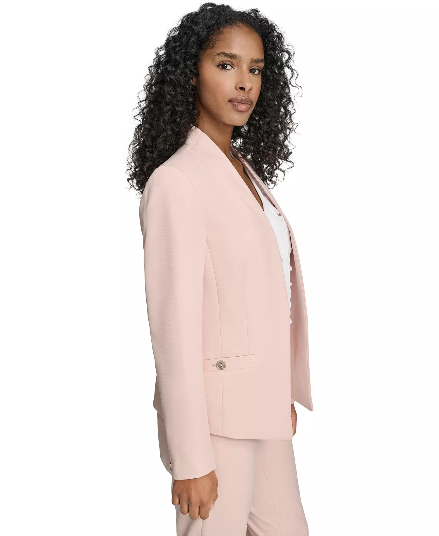 Women's Collarless Open-Front Blazer - Evening Sand - 0