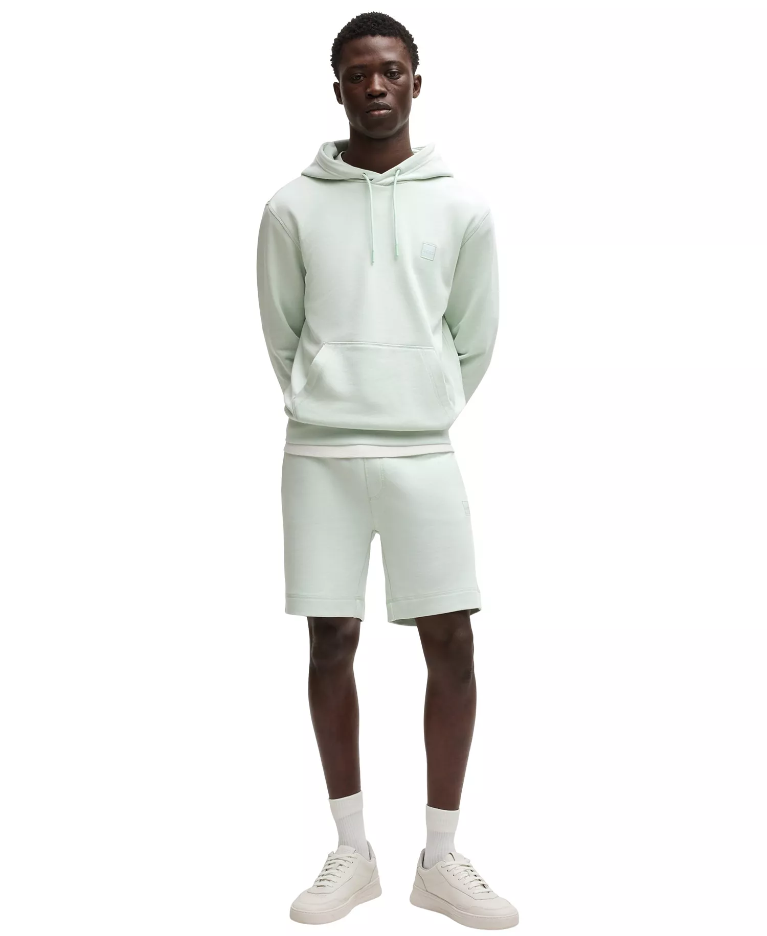 Men's Cotton-Terry Logo Patch Shorts - Light Blue - M