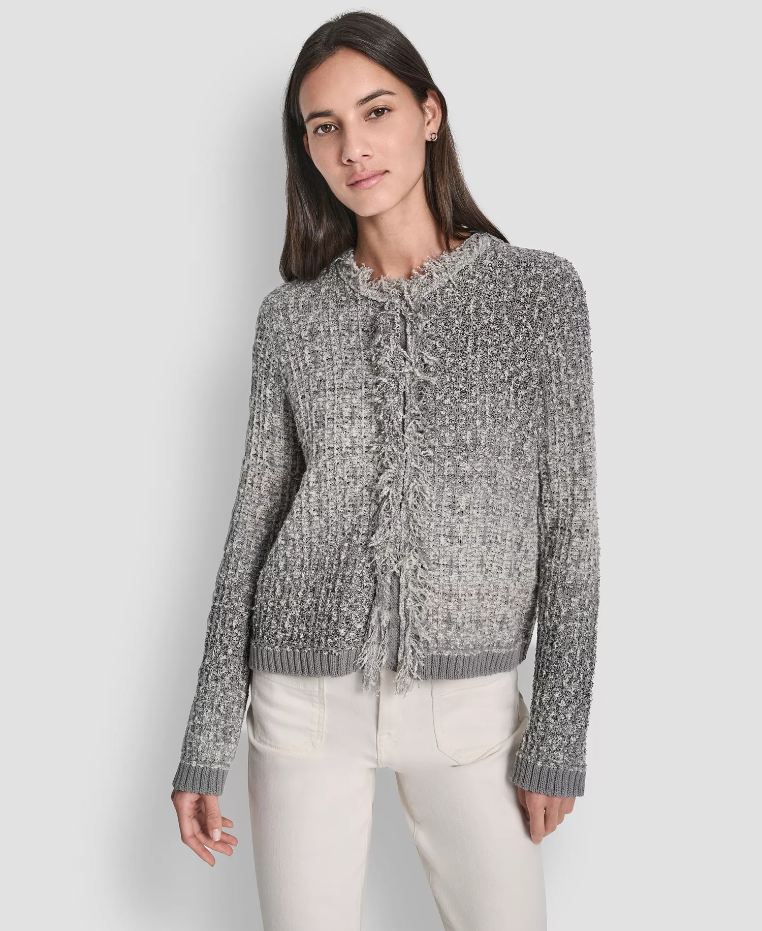 Petite Long-Sleeve Cardigan - Storm Gray Heather - PL