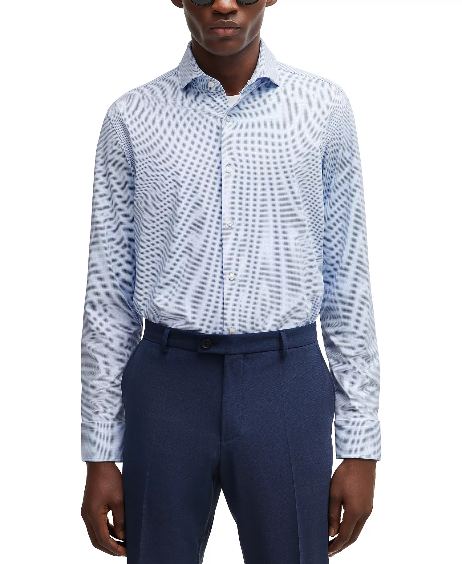 Men's Performance-Stretch Regular-Fit Shirt - Open Blue - 17.5