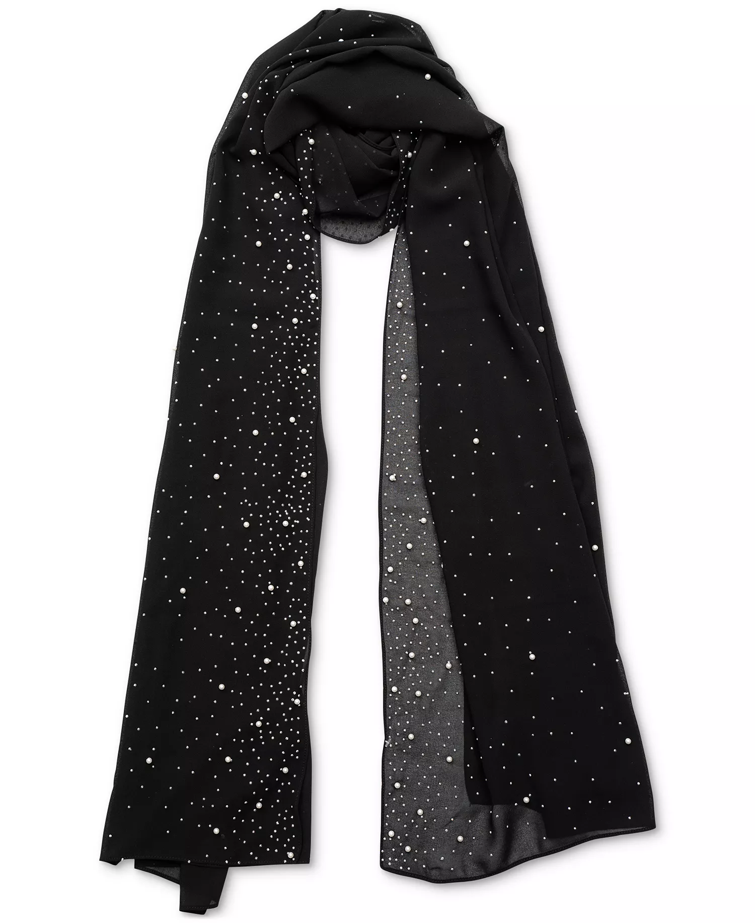Embellished Wrap Scarf, Created for Macy's - Black - ONE SIZE