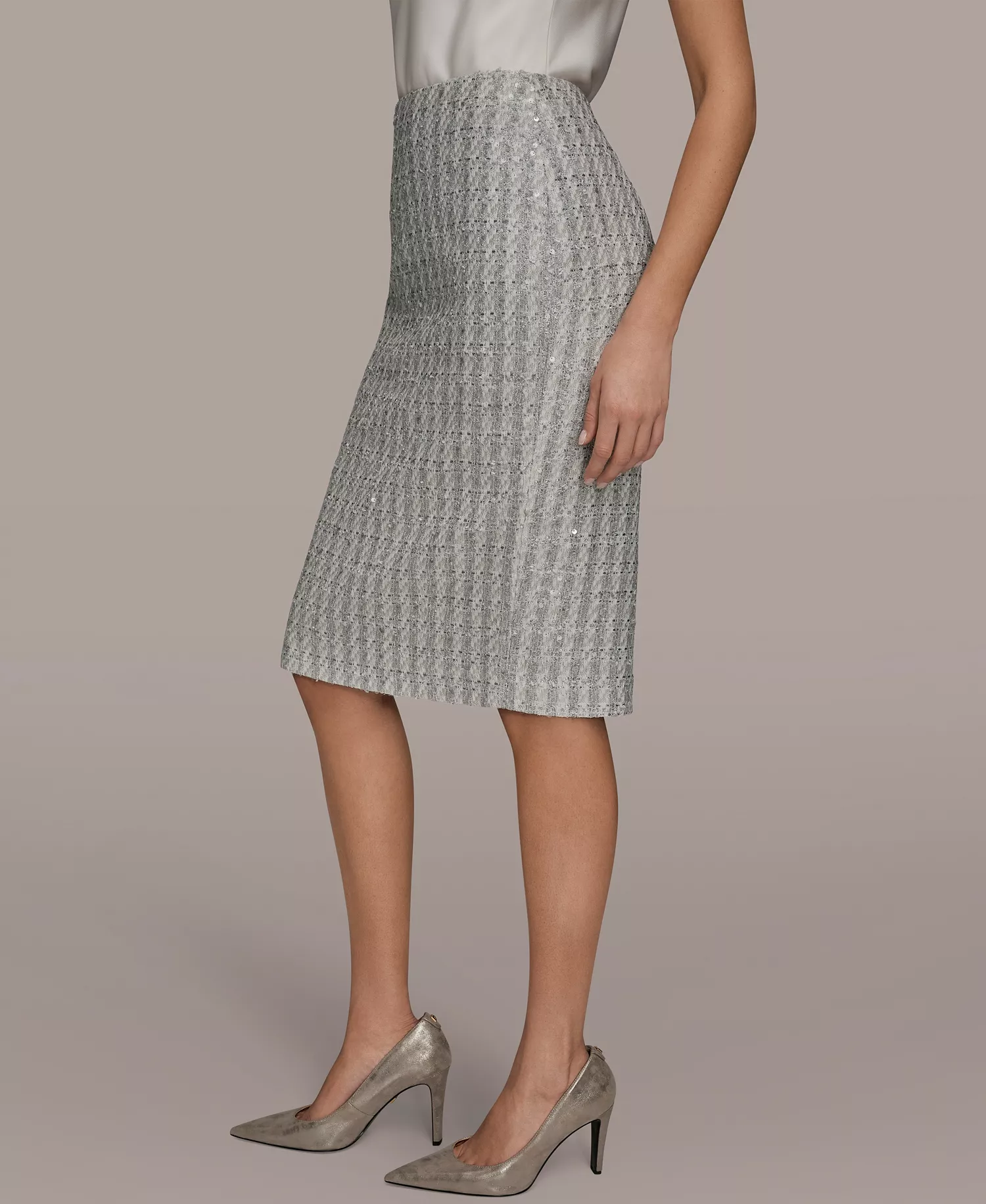 Women's Sequin Detail Pencil Midi Skirt - Light Vapor Multi - 0