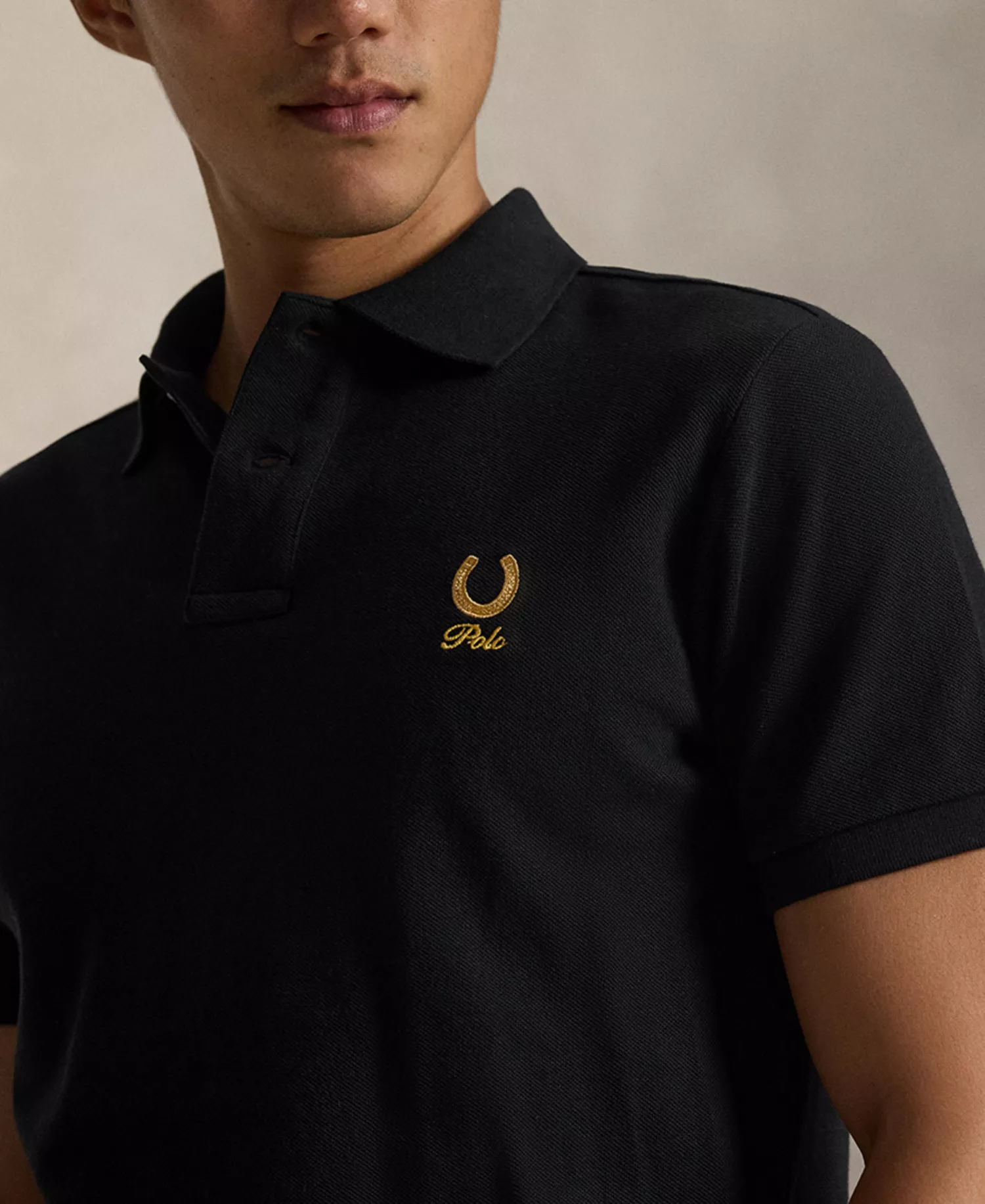 Men's Short-Sleeve Horseshoe Graphic Polo Shirt - Polo Black - L