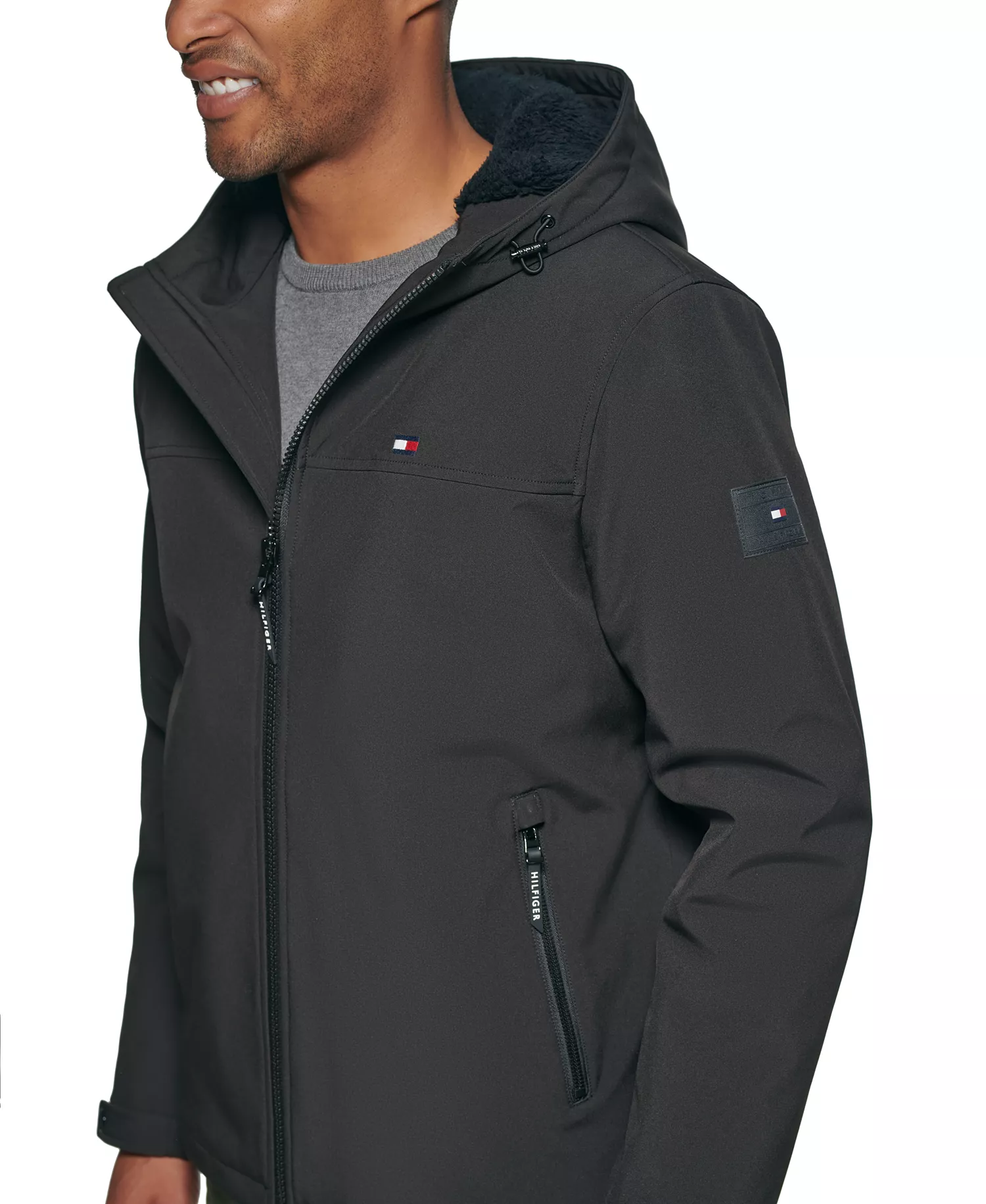 Men's Softshell Hooded Jacket - Black - 2XL