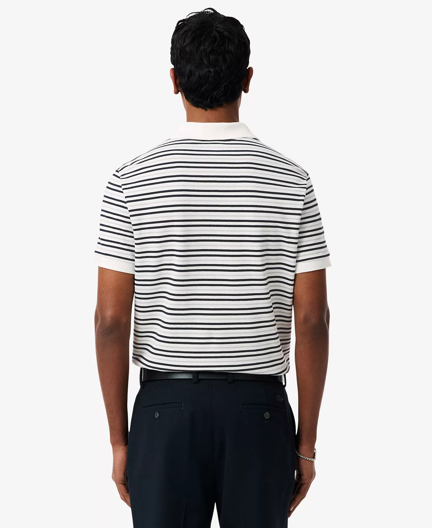Men's Classic Fit Striped Pique Polo Shirt - Blackbird/flour - 2XL