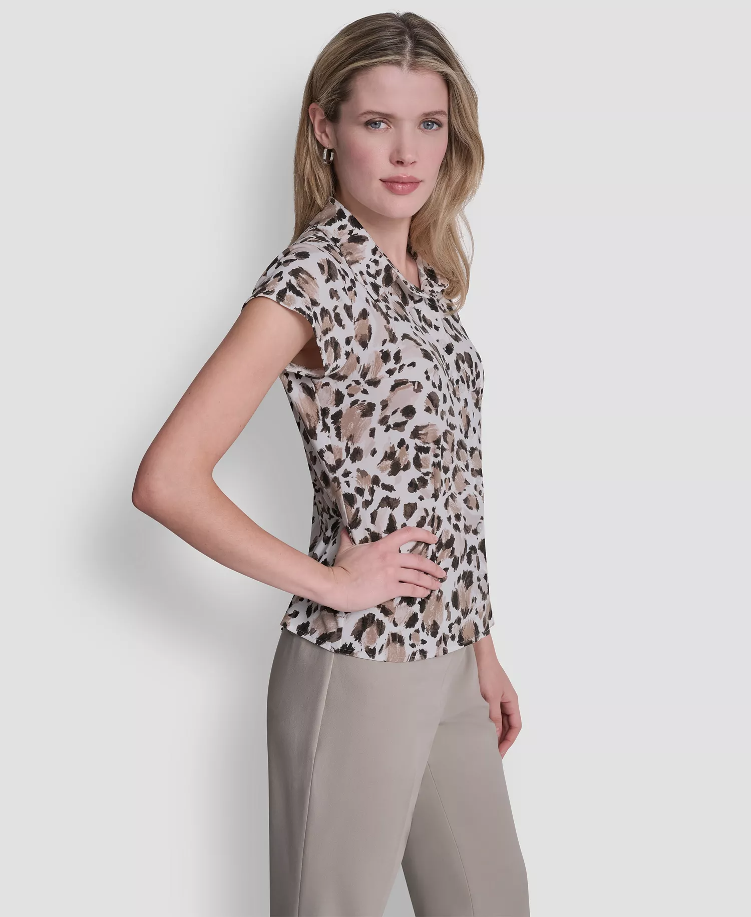 Petite Knit Button-Down Camp Shirt - White - P/L