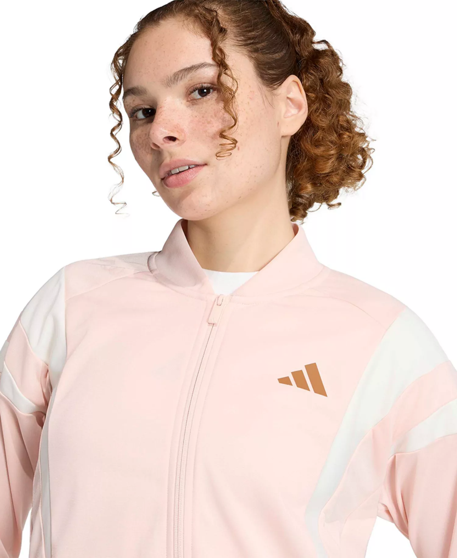 Women's Mock Neck Track Jacket - Blush Pink/dusky Bronze - 2XL