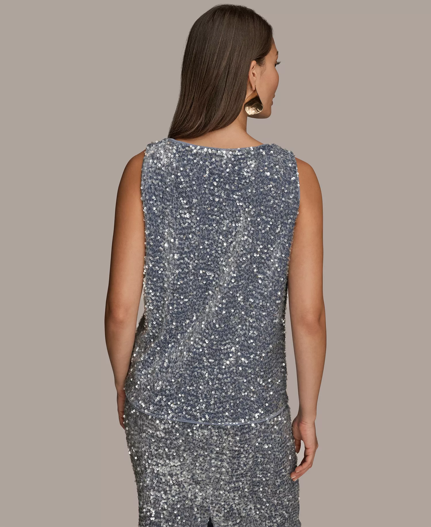 Women's Embellished Sequin Scoop Neck Camisole Top - Tempest - L