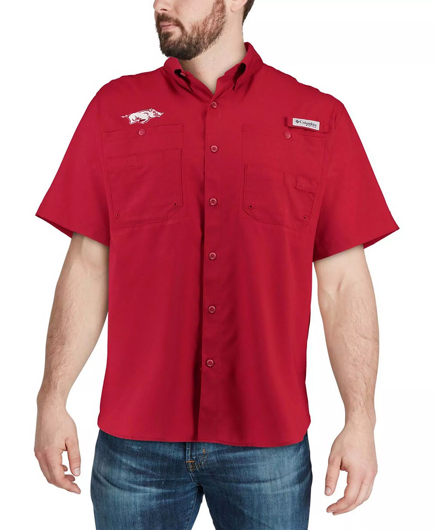 Men's Cardinal Arkansas Razorbacks PFG Tamiami Shirt - Cardinal - L