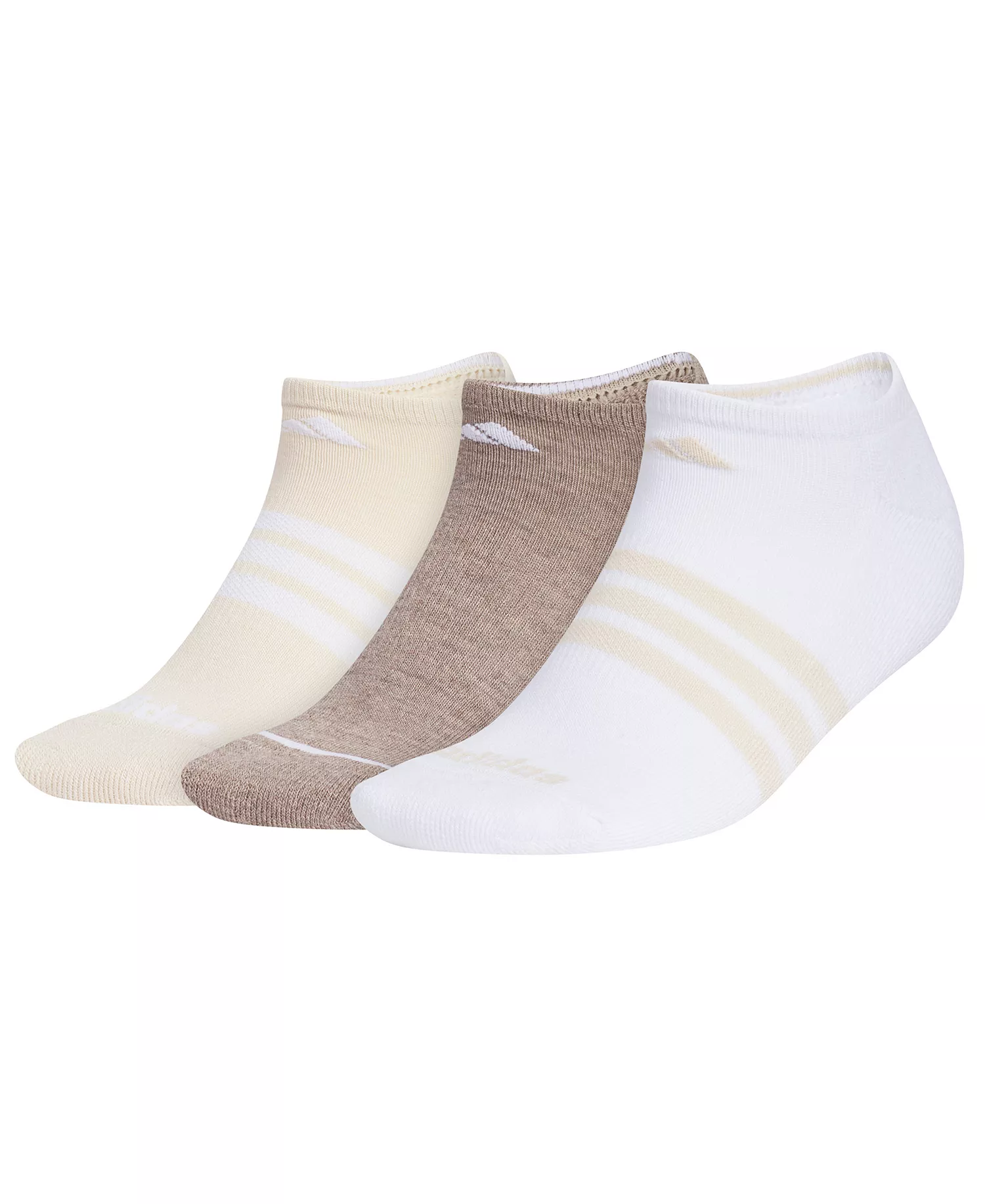 Women's Athletic Cushioned Stripe Socks, 3-Pack - Crystal Linen Beige/white/chalky Brown - ONE SIZE