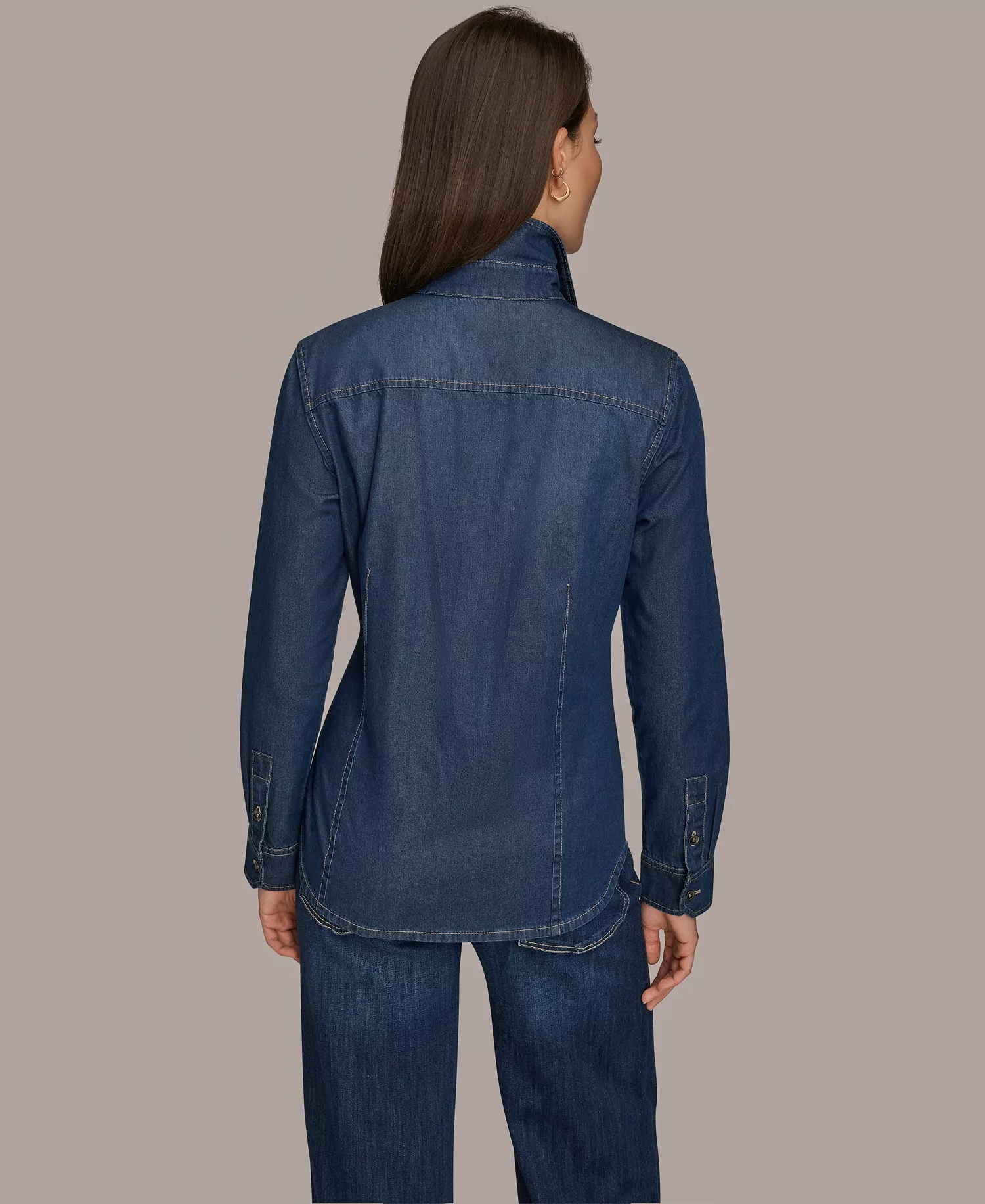 Women's Luxe Denim Button Down Denim Shirt - The Taylor - L