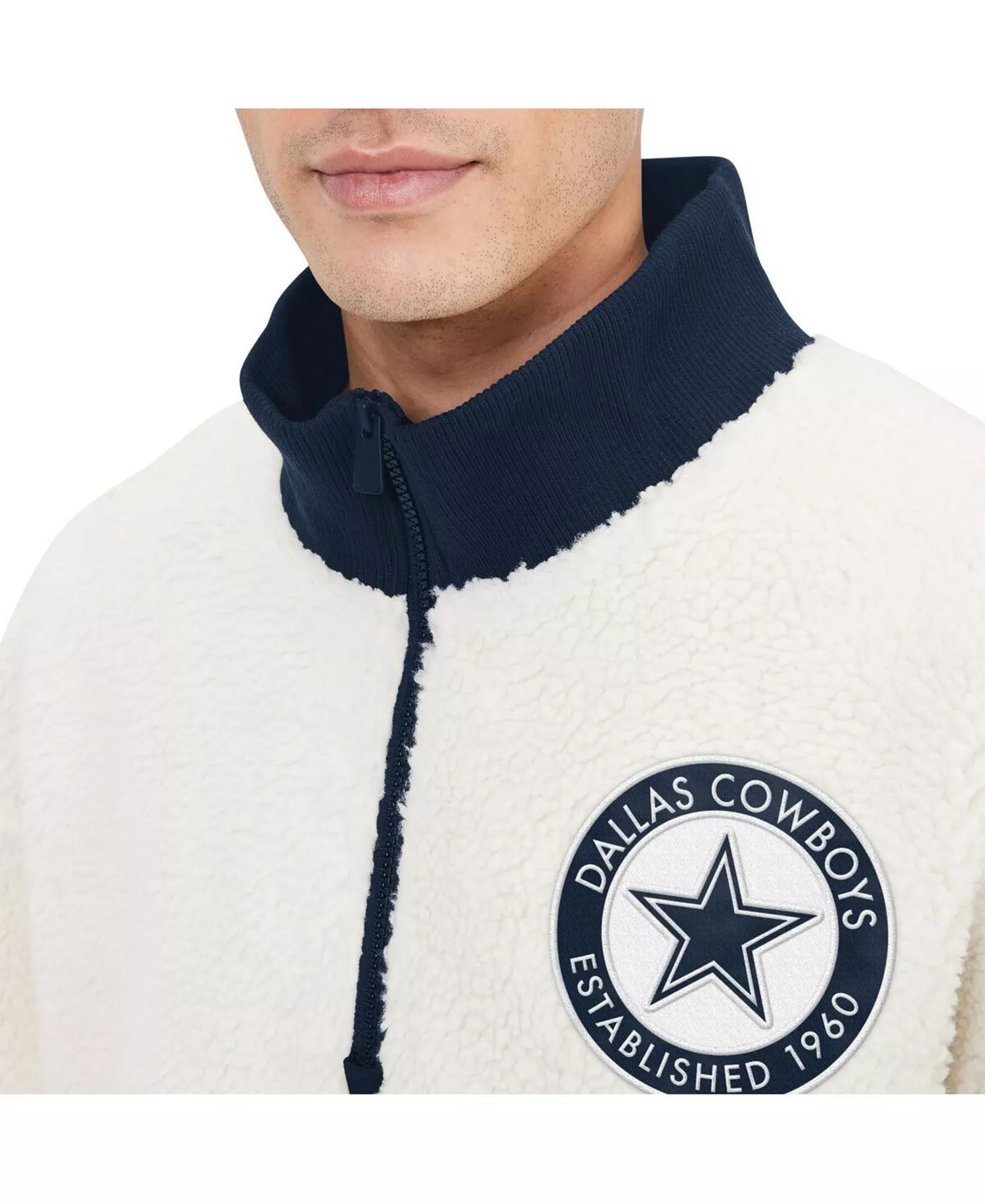 Men's White Dallas Cowboys Jordan Sherpa Quarter-Zip Jacket - White - 2XL