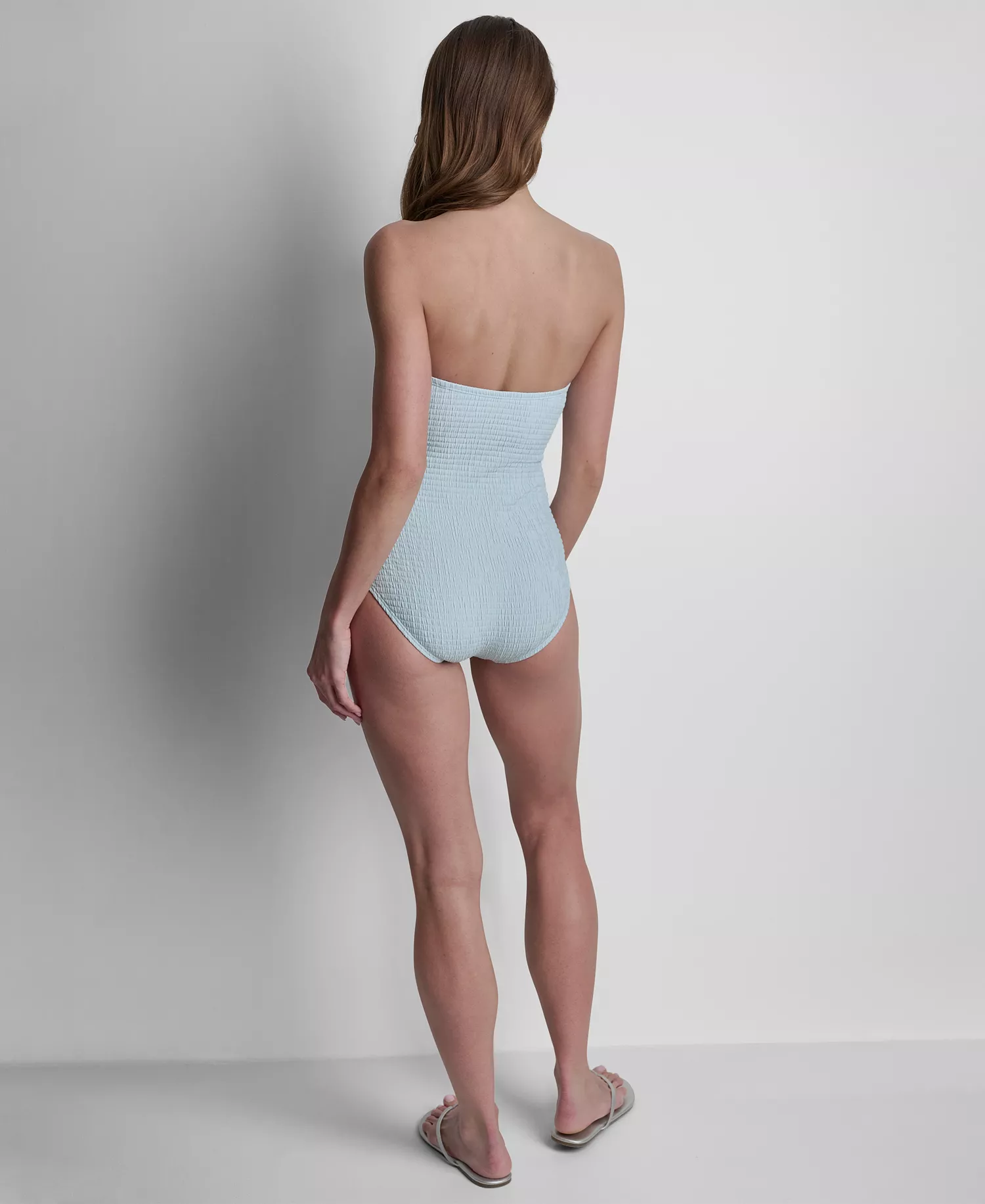 Women's Textured Shirred One-Piece Swimsuit - Black Smocked - 2XL