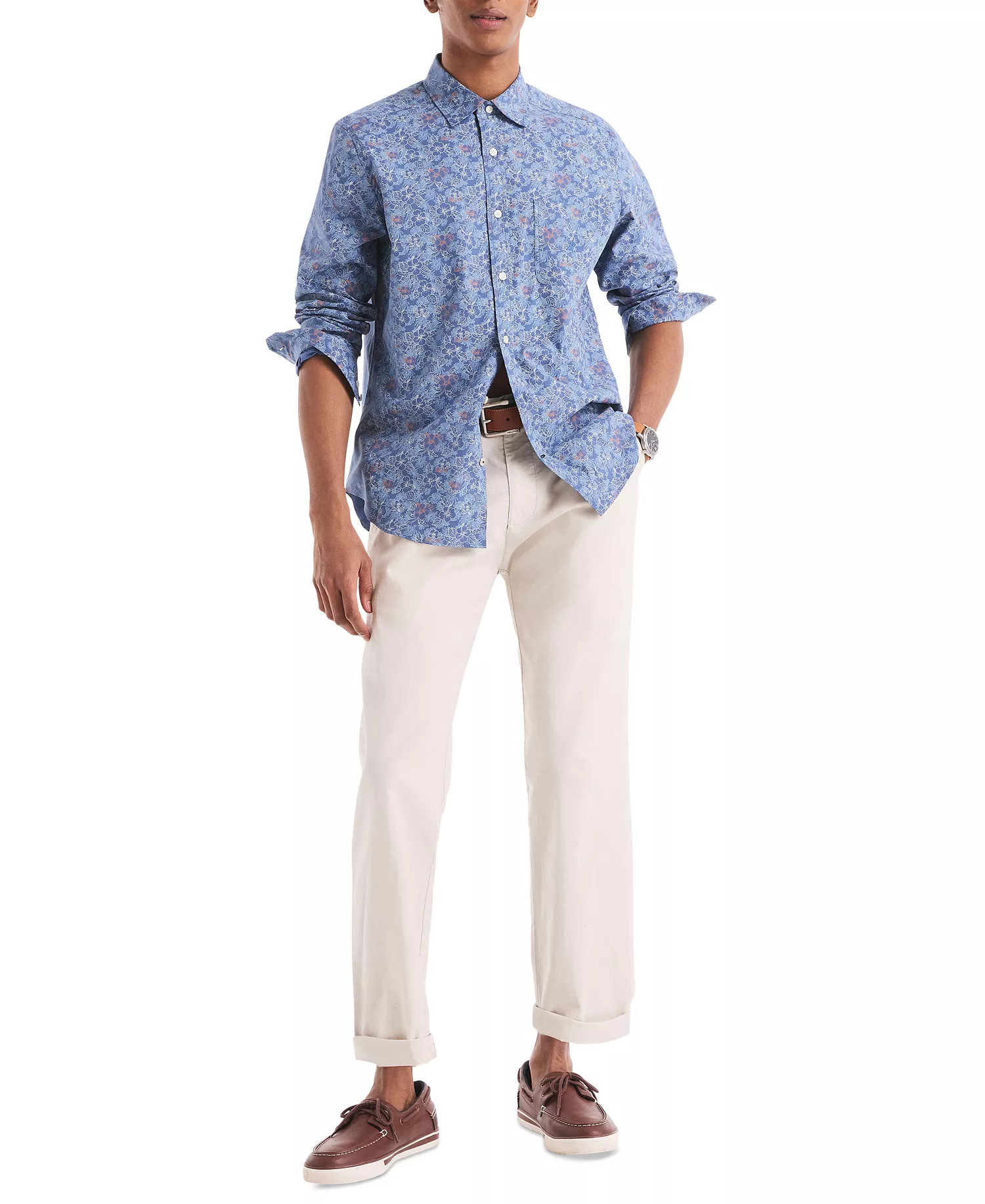 Men's Printed Floral Shirt - Union Blue - L