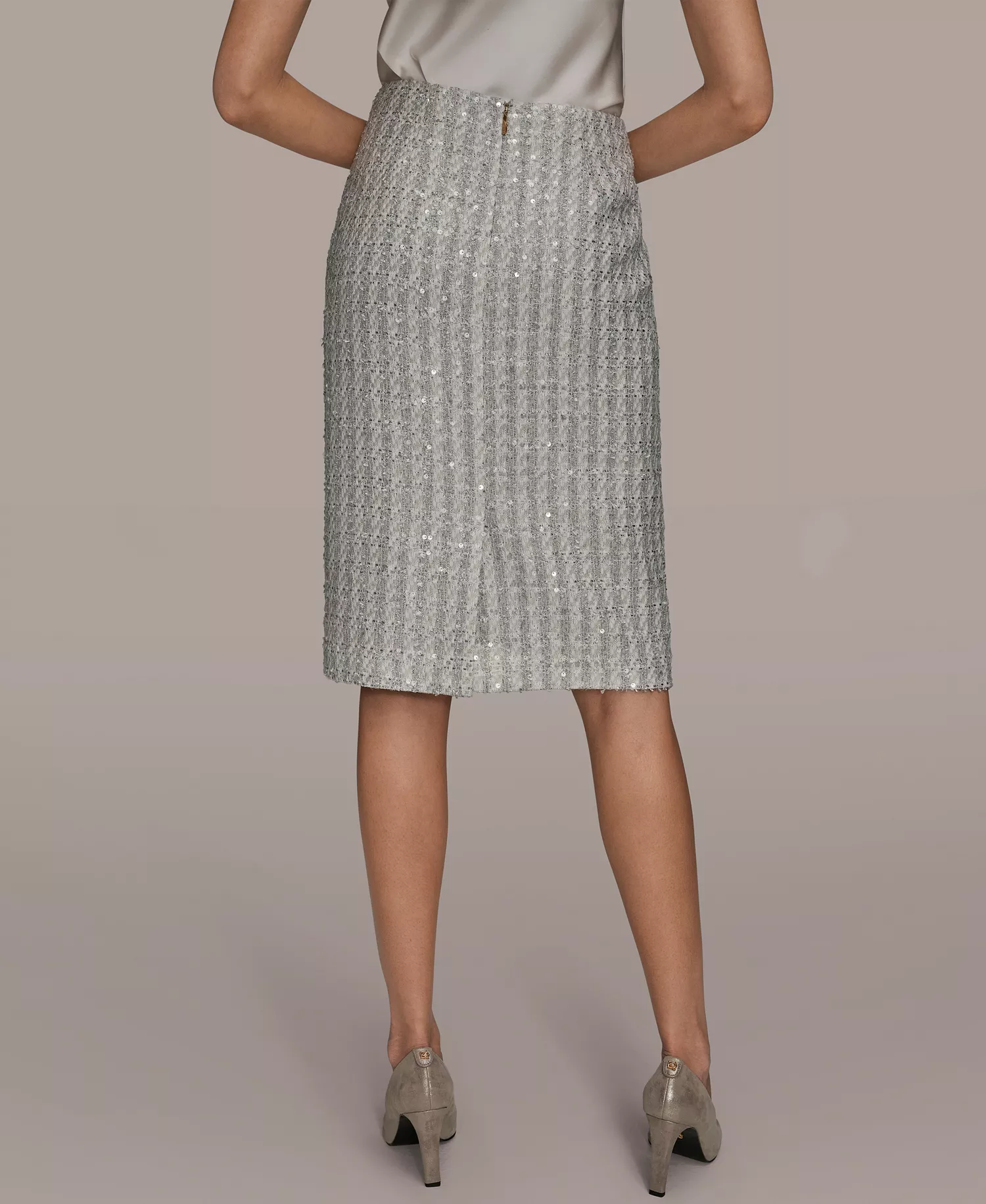 Women's Sequin Detail Pencil Midi Skirt - Light Vapor Multi - 0