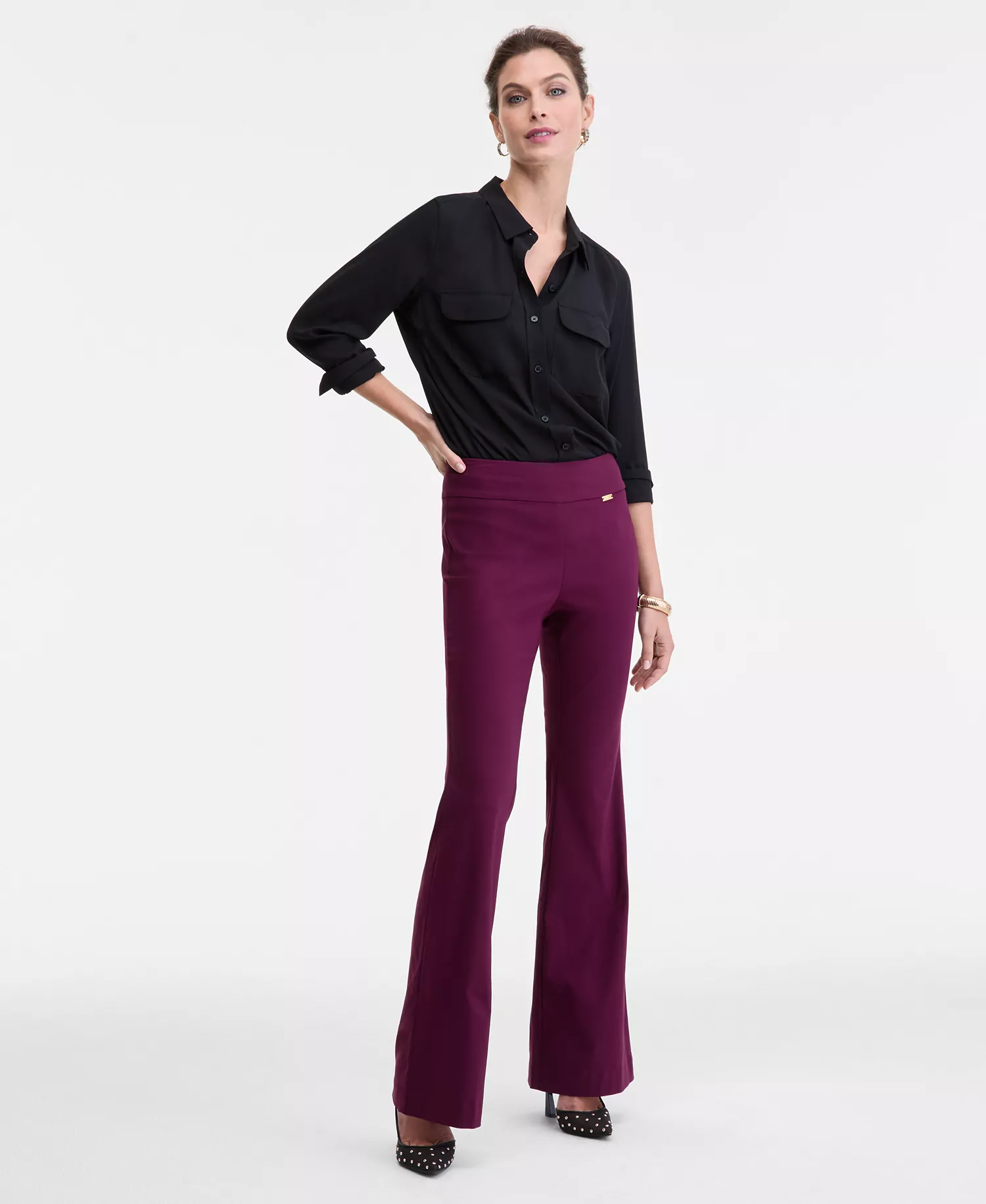 Women's Flare-Leg Pull-On Pants, Exclusively at Macy's - Berried Treasur - 0