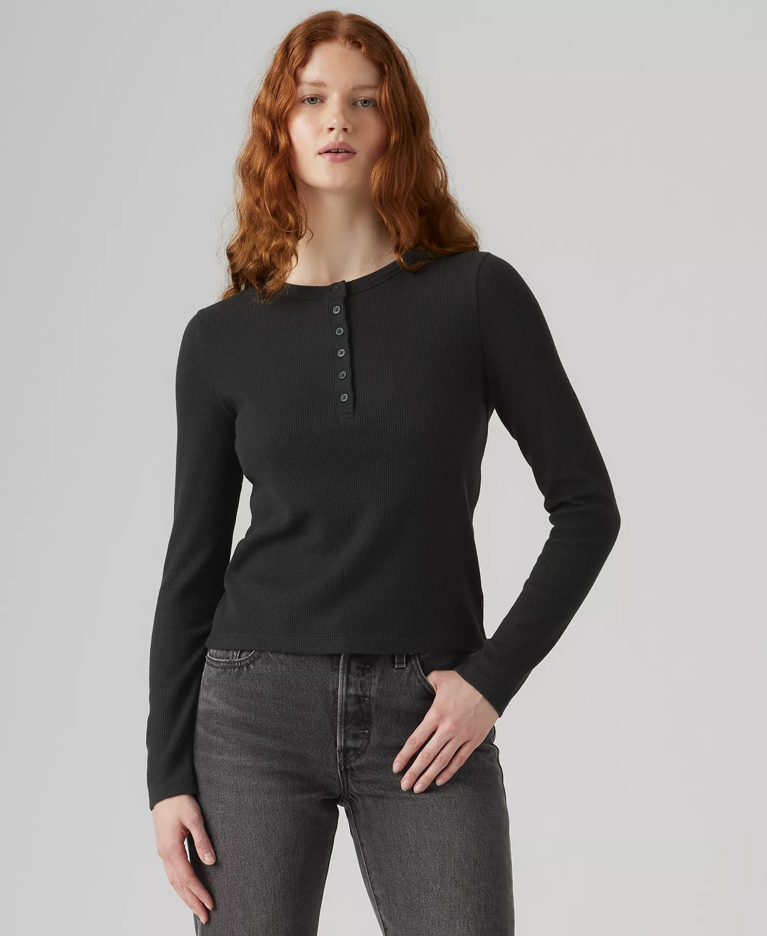 Women's Dana Henley Long Sleeve Top - Anthracite Night - L