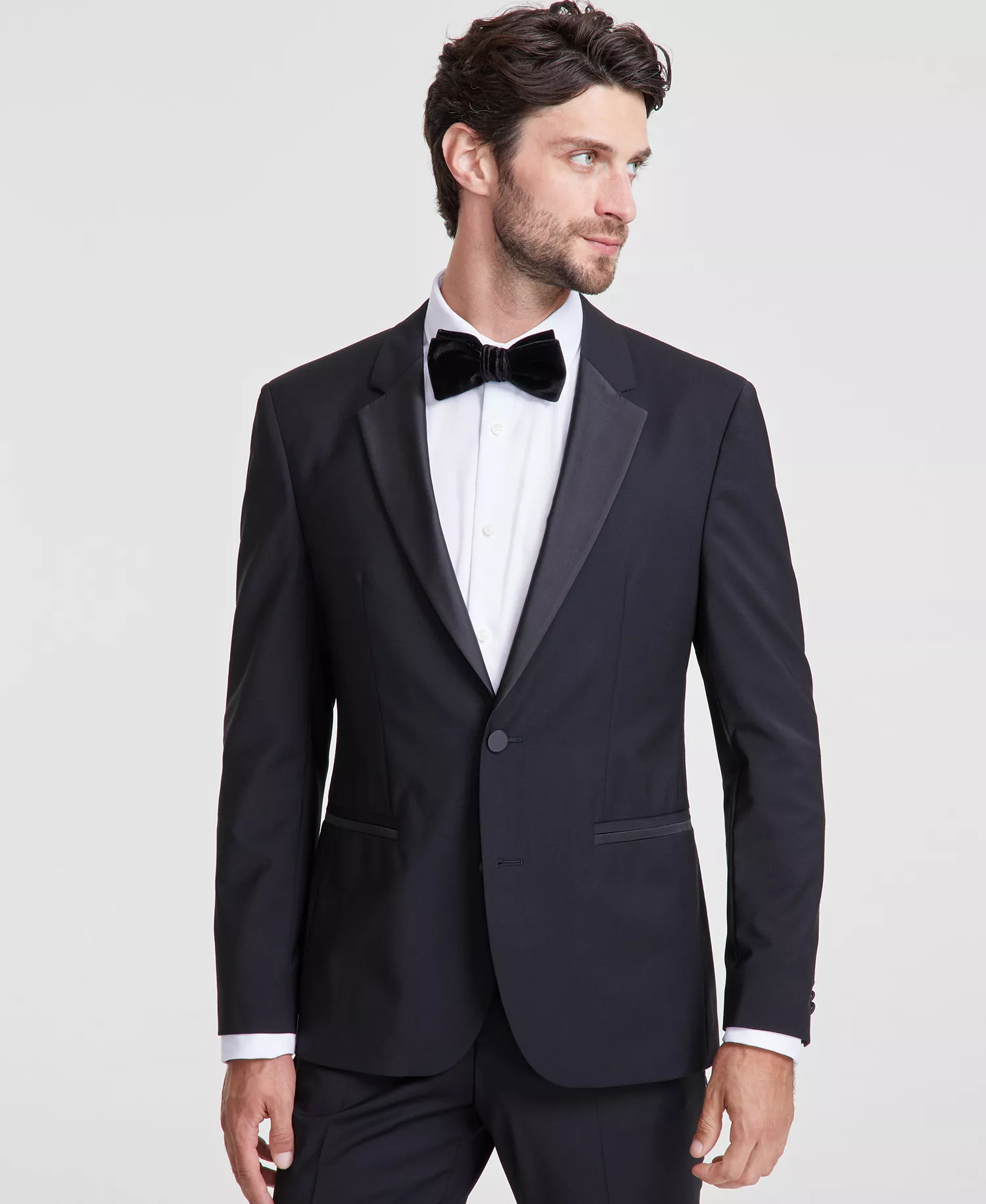 Men's Modern-Fit Wool Blend Super Flex Stretch Tuxedo Jacket - Black - 36R
