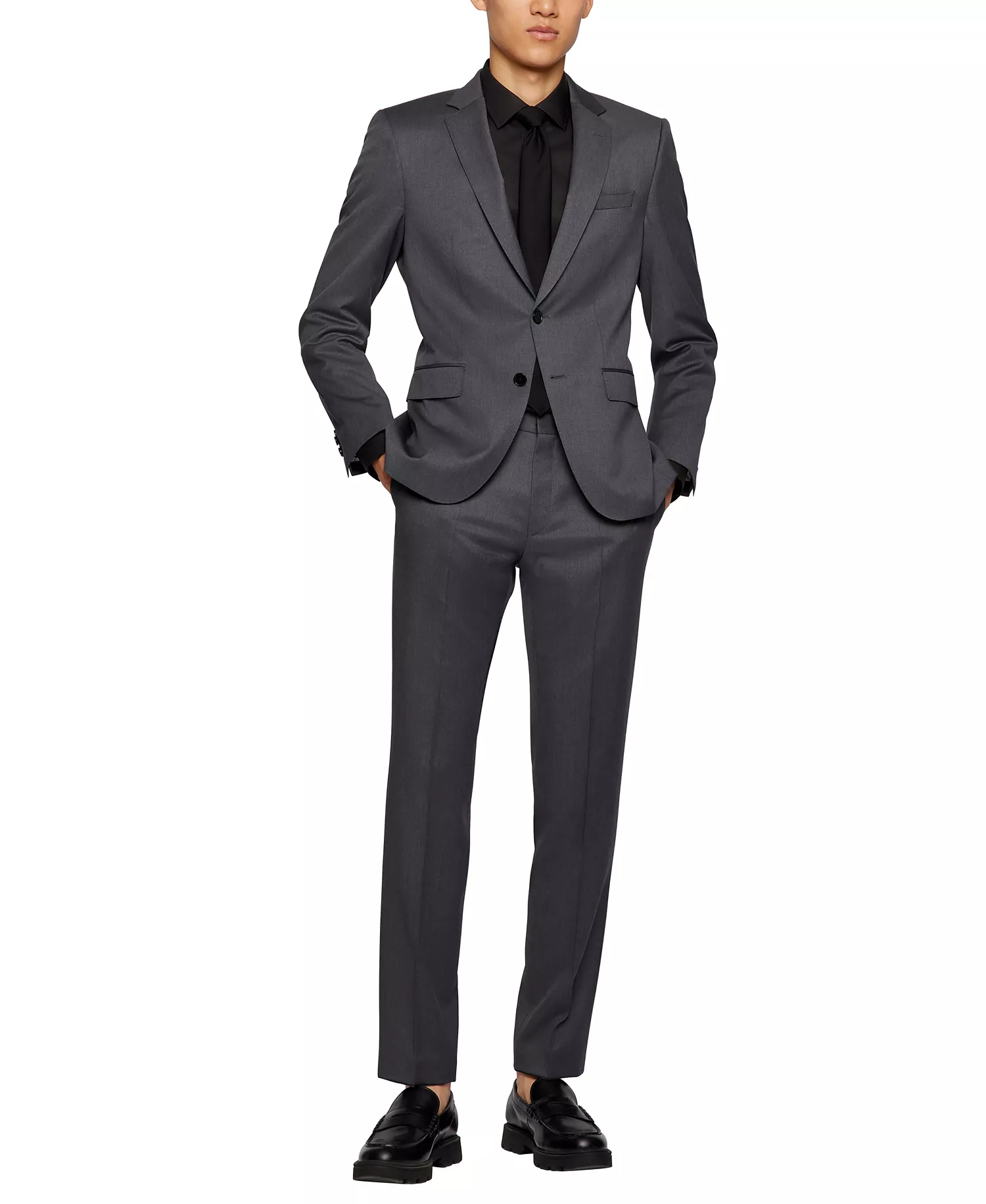 BOSS Men's Single-Breasted Suit Jacket - Dark Gray - 34R