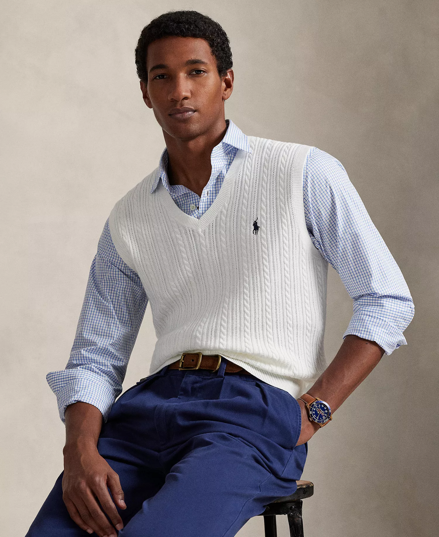 Men's Cable-Knit Sweater Vest - Deckwash White - 2XL