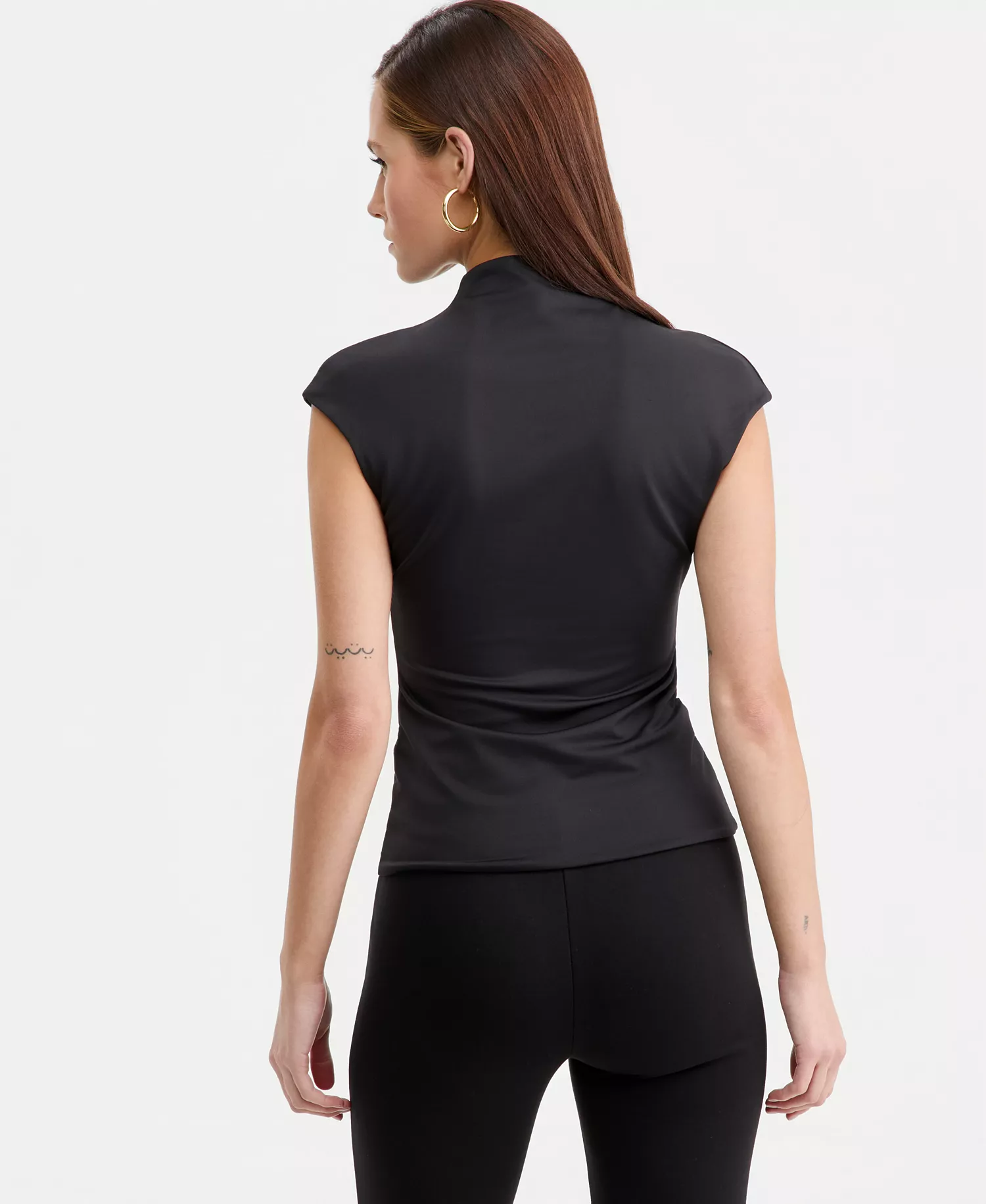 Women's Short-Sleeve Side-Ruched Top, Macy's Exclusive - Deep Black - L