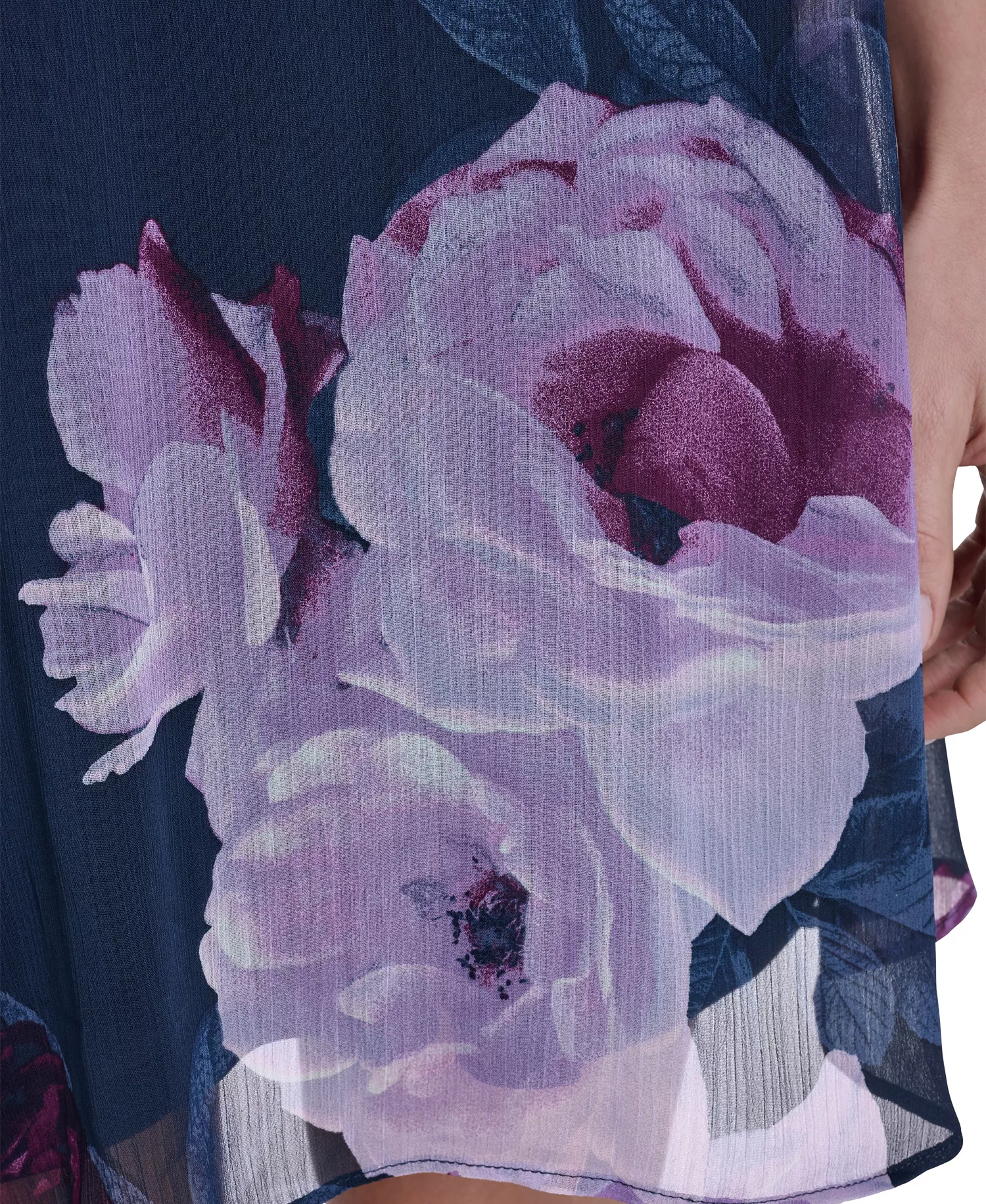 Women's Three-Quarter Sleeve V-Neck Short Dress - Indigo/Regal Multi - 10