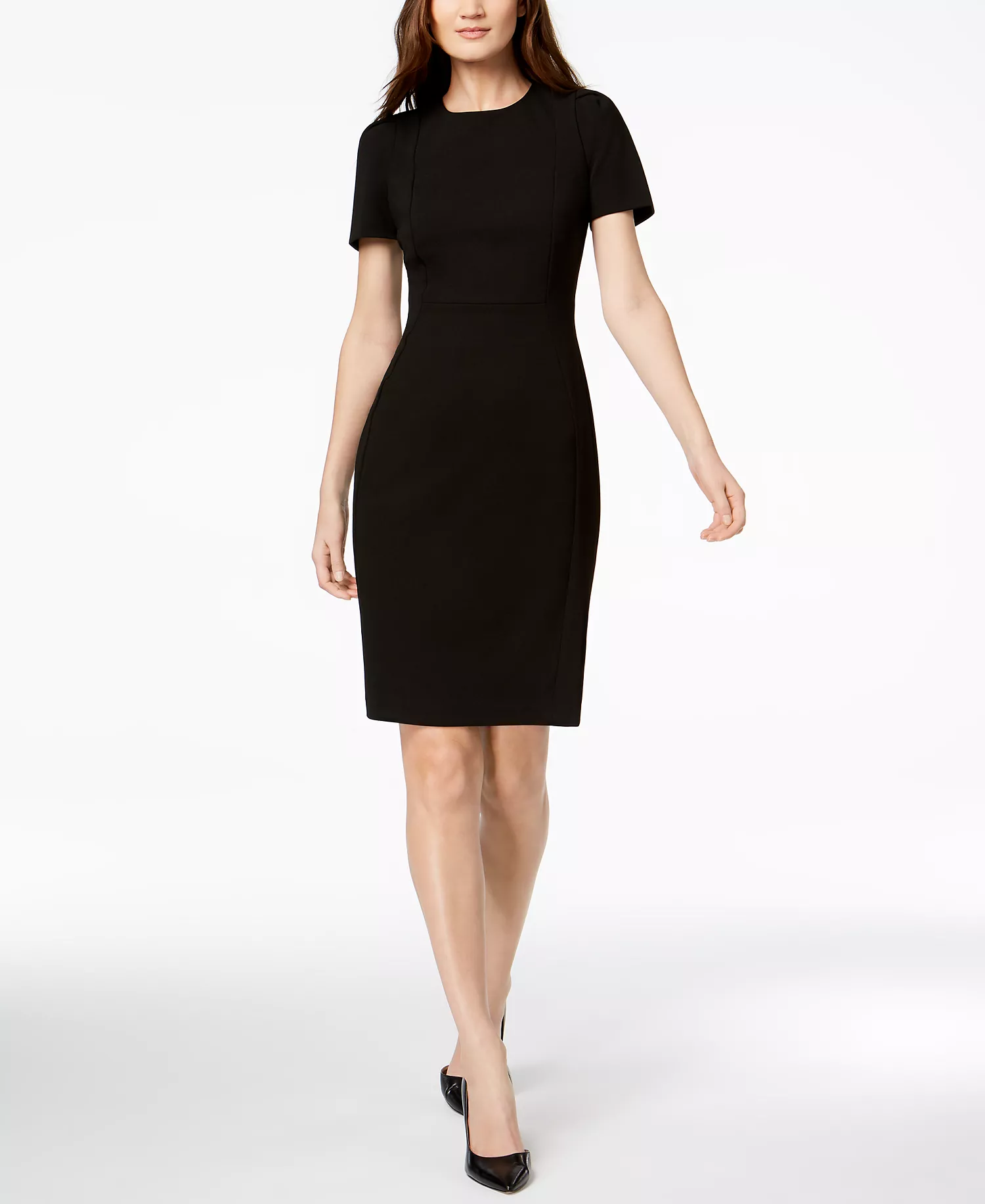 Seamed Scuba Crepe Sheath Dress - Black - 10