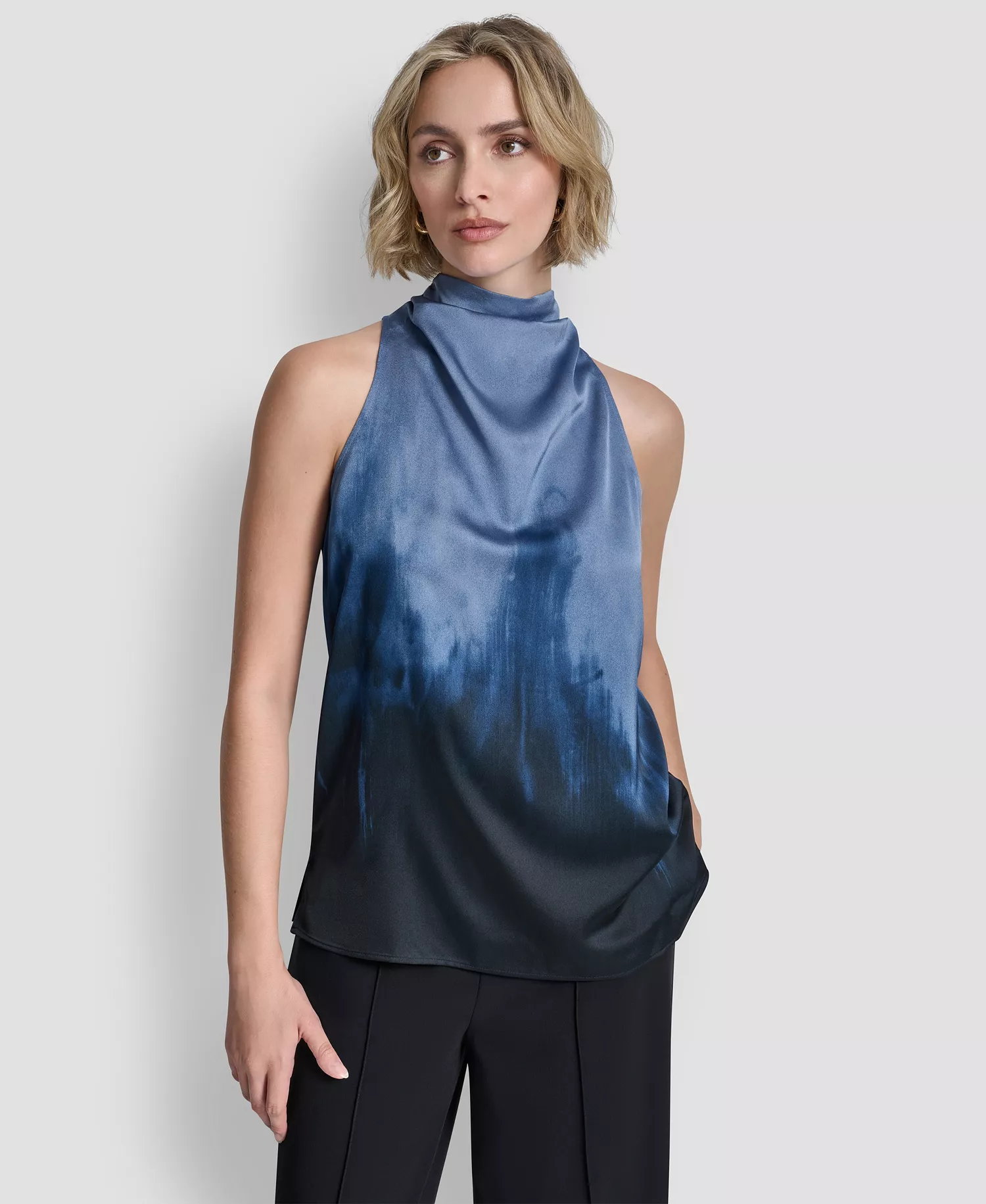 Women's Sleeveless Cowl Neck Top - Hudson Blue/liberty Sky - L