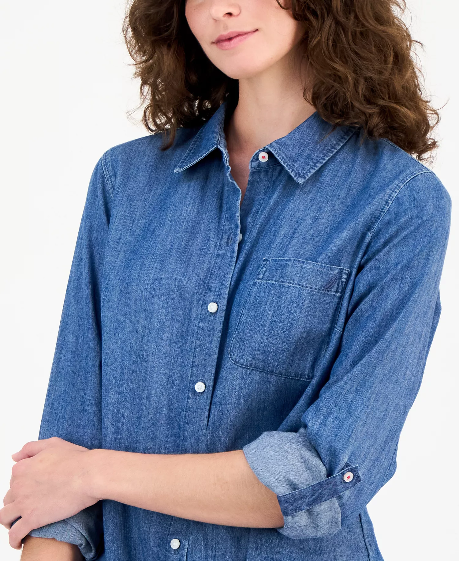 Jeans Women's Chambray Utility Shirt - Med Azure - L