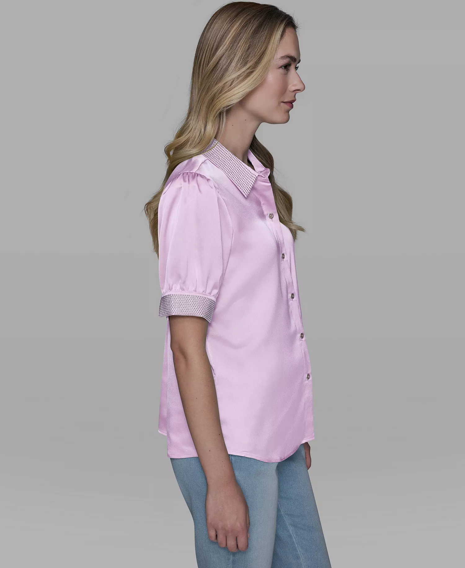 Women's Beaded Short-Sleeve Top - Ballet Slipper - L