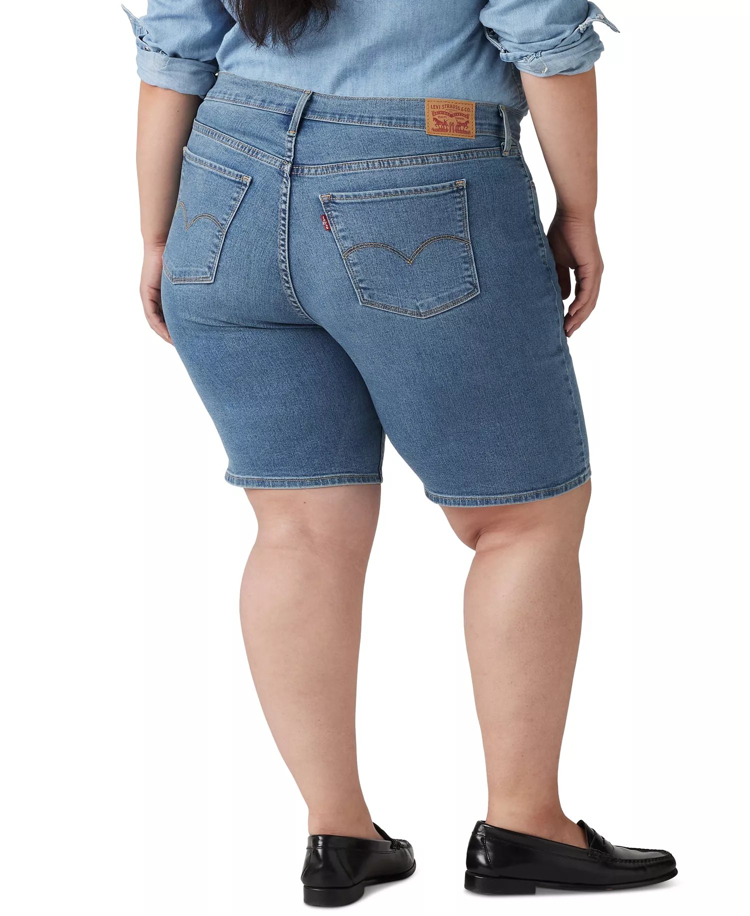 Plus Size Mid-Rise Shaping Bermuda Shorts - Camp Denim - 16W