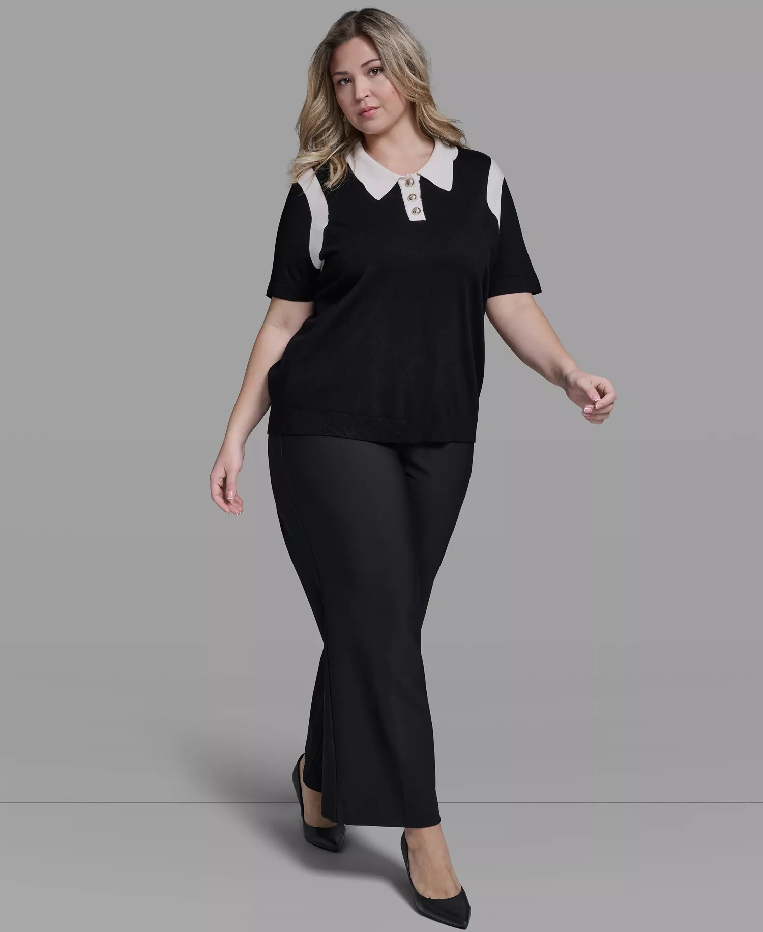 Plus Size Ponte Wide Leg Pants - Black - 14W