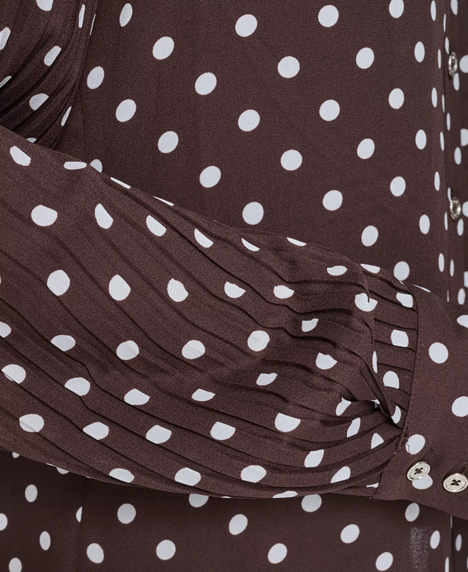 Women's Dot Pleated-Sleeve Button-Up Top - Chicory/ Ivory - L