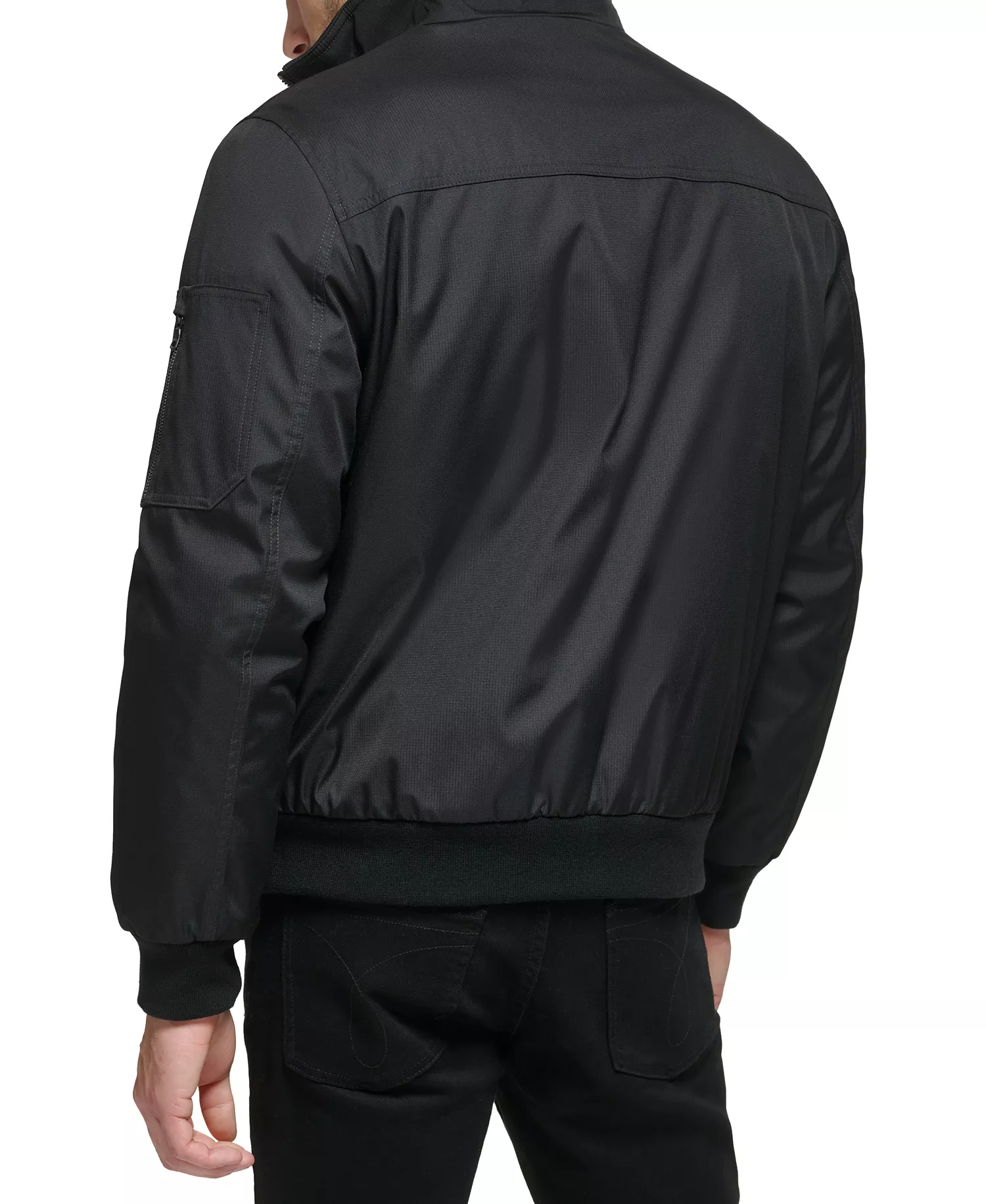 Men's Classic Zip-Front Ripstop Bomber Jacket - Black - 2XL