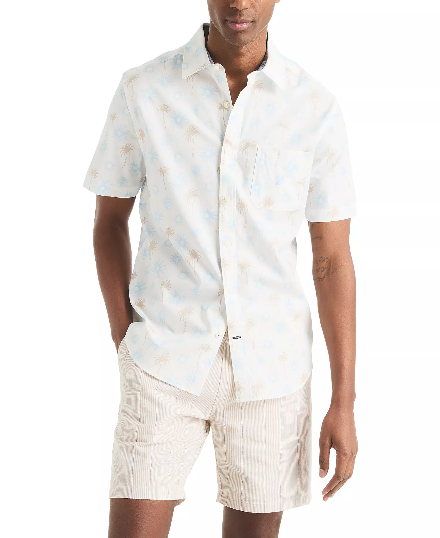 Men's Classic-Fit Tropical-Print Shirt - Sail White - 2XL