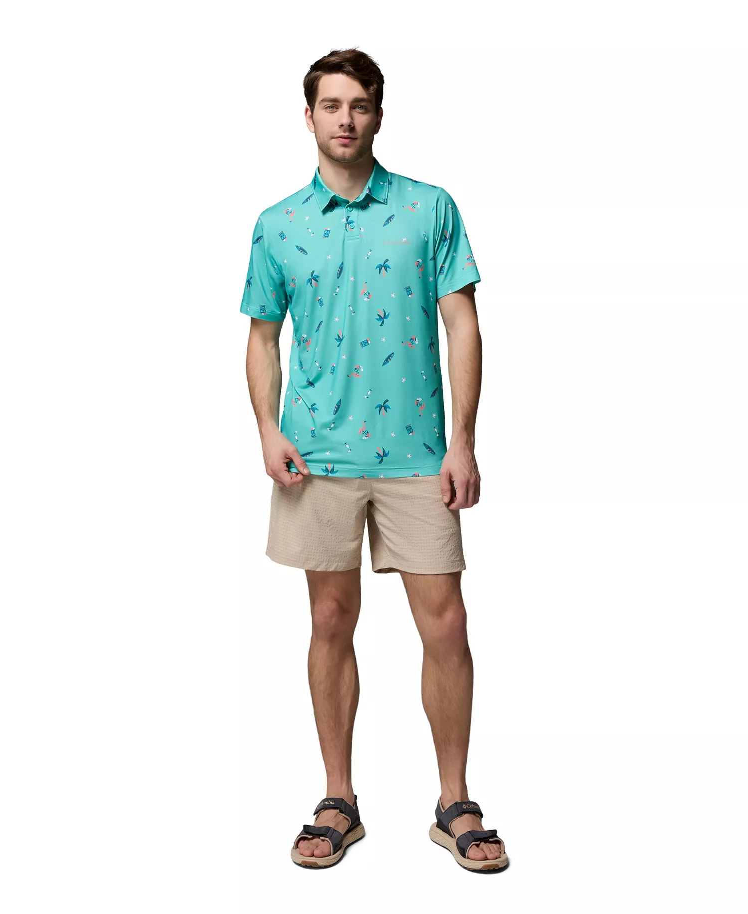 Men's Parsons Printed Short-Sleeve Polo Shirt - Dolphine Hurrahcane - L