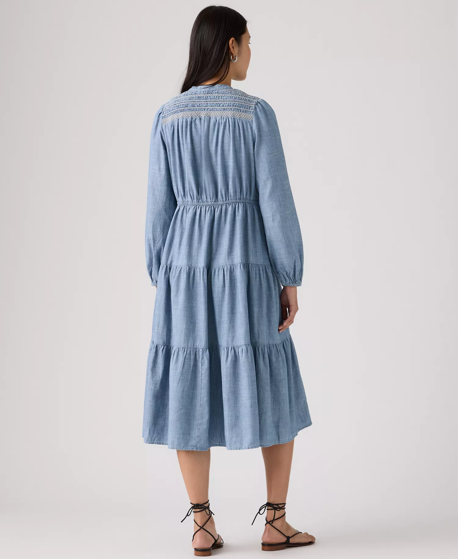 Women's Seren Round Neck Tiered Midi Dress - Crystal Sea - L