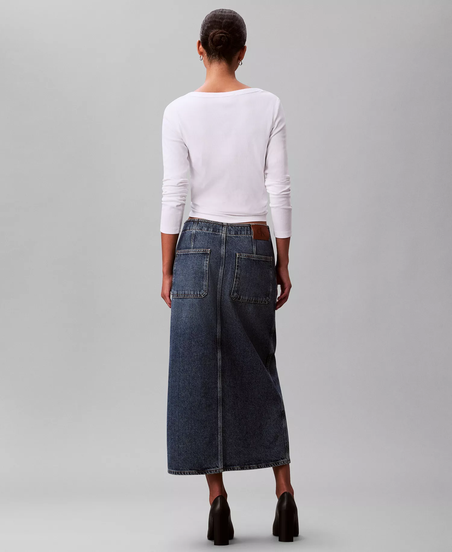 Women's Denim Maxi Carpenter Skirt - Tinted Orchard - 26