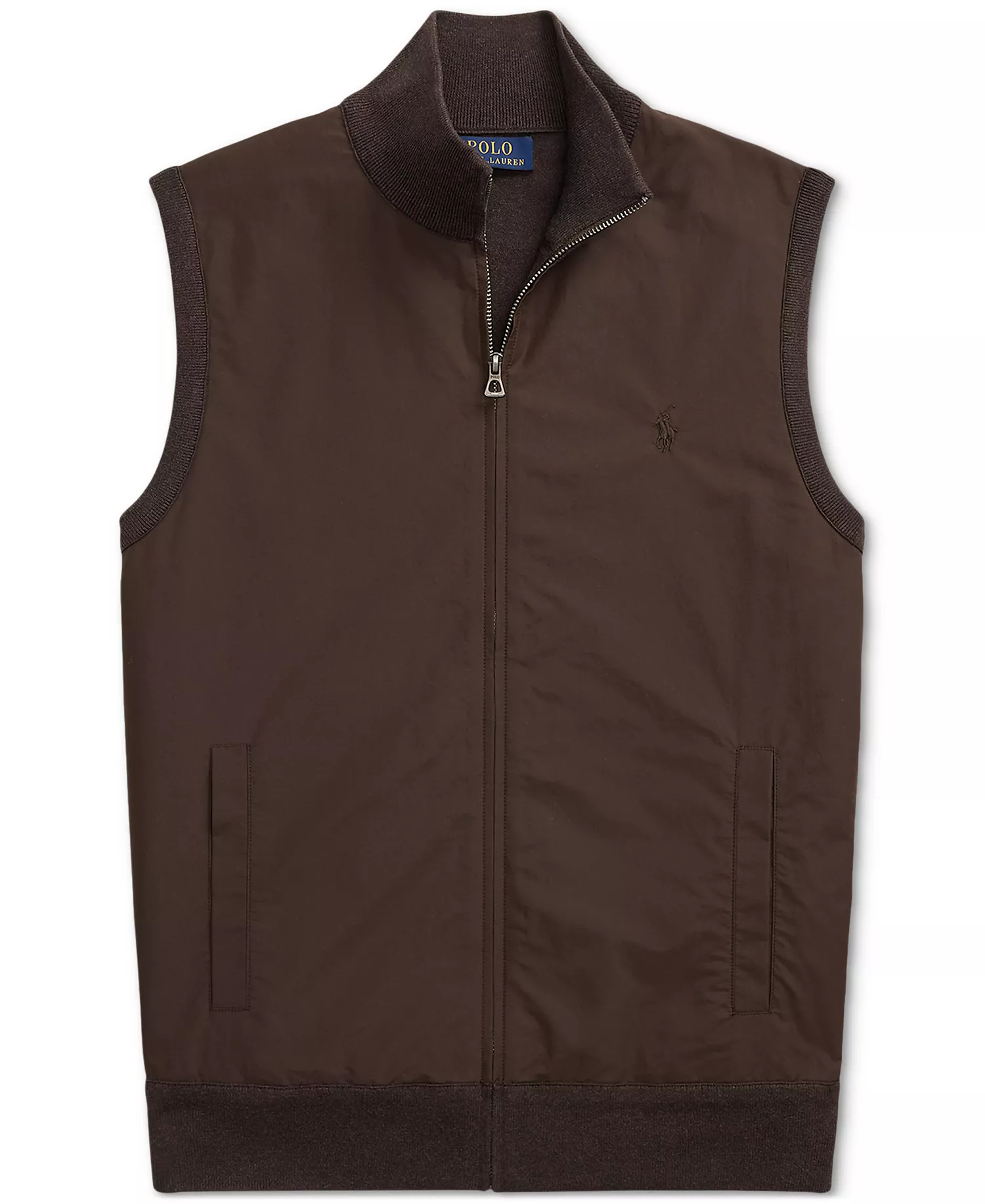 Men's Hybrid Full-Zip Sweater Vest - Brown Combo - 2XL
