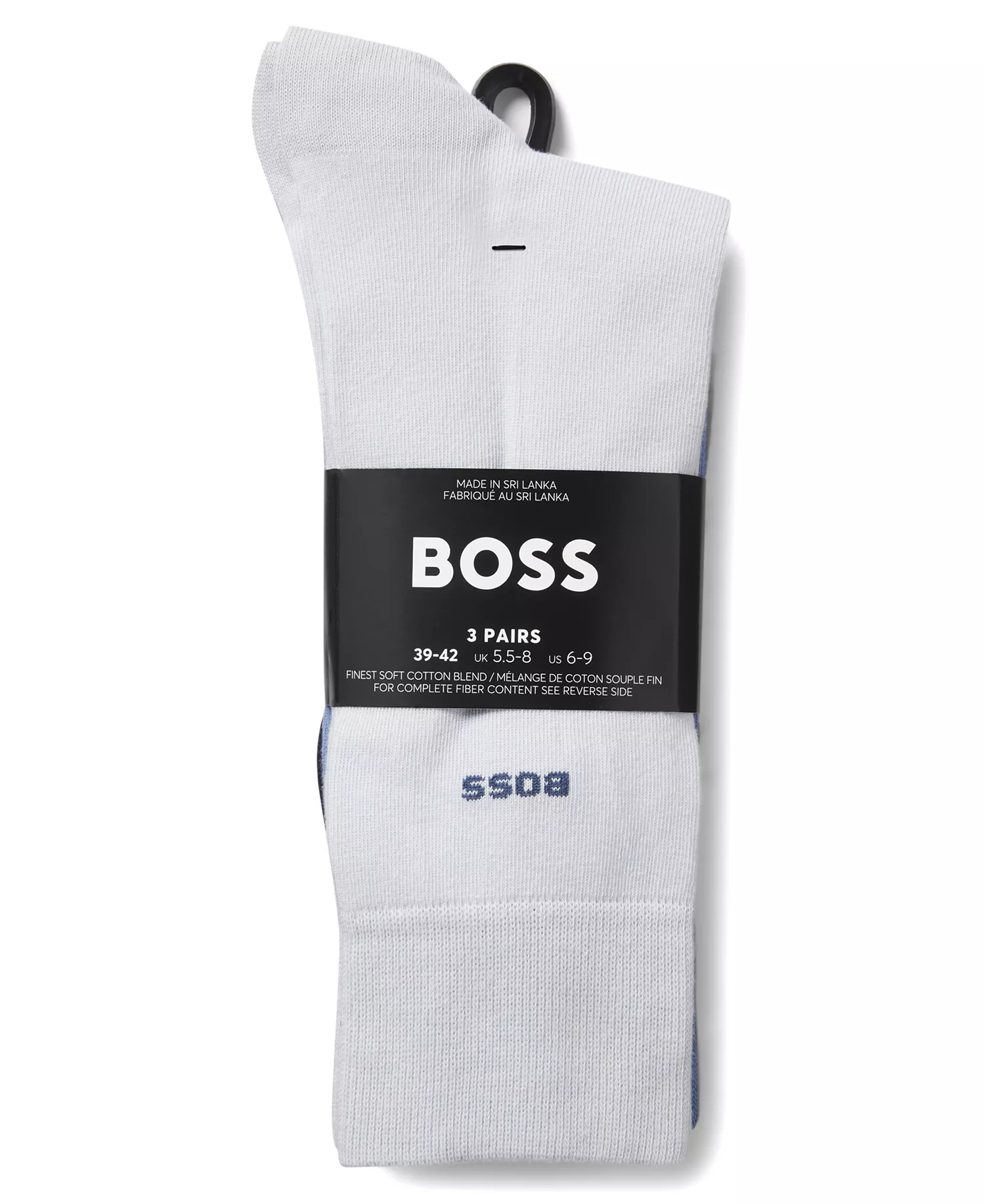 Men's Solid Regular Length Socks, 3-Pack - White/Blue - 7-13