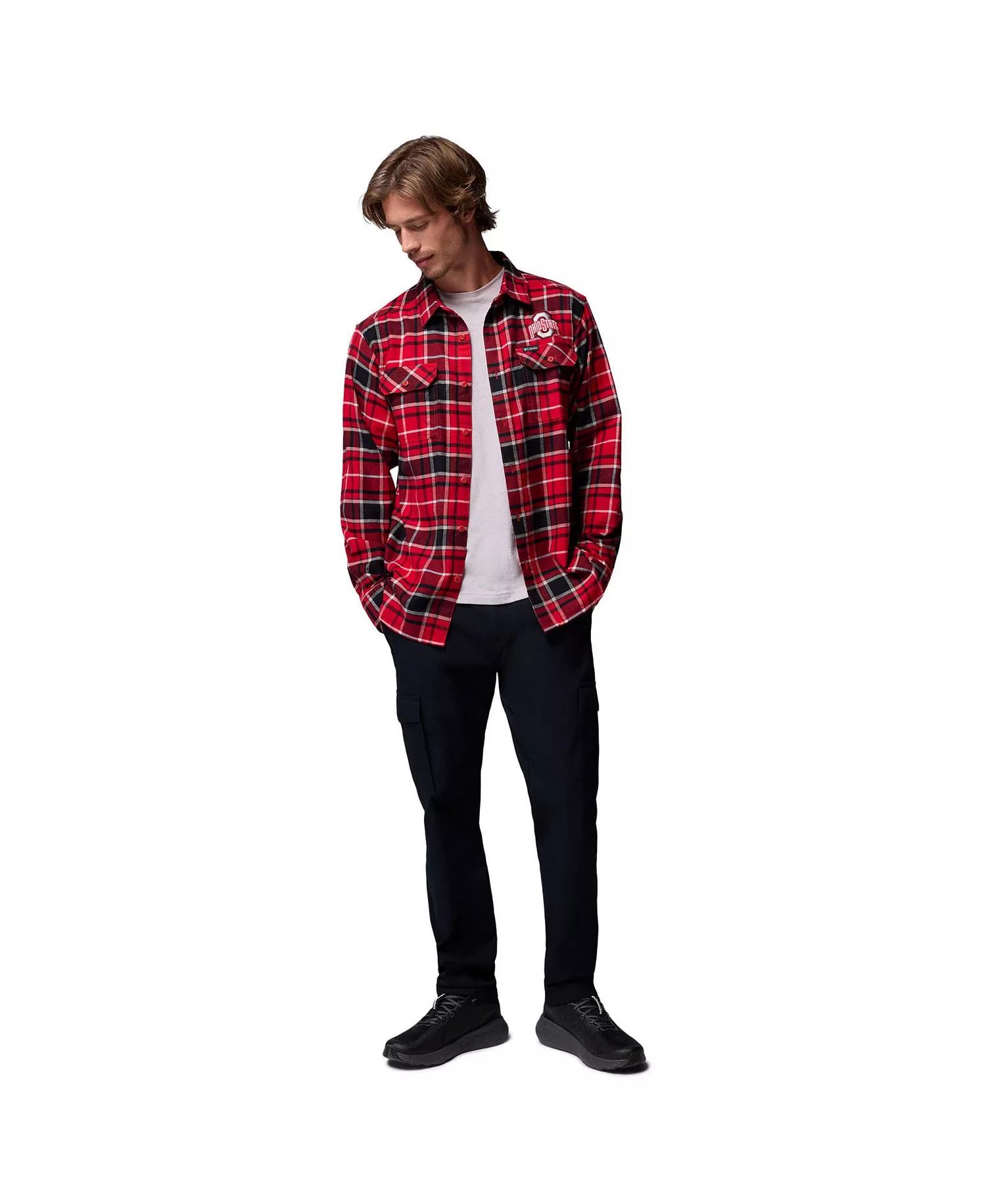 Men's Scarlet Ohio State Buckeyes Flare Gun Omni-Wick Flannel Long Sleeve Button-Up Shirt - Scarlet - M