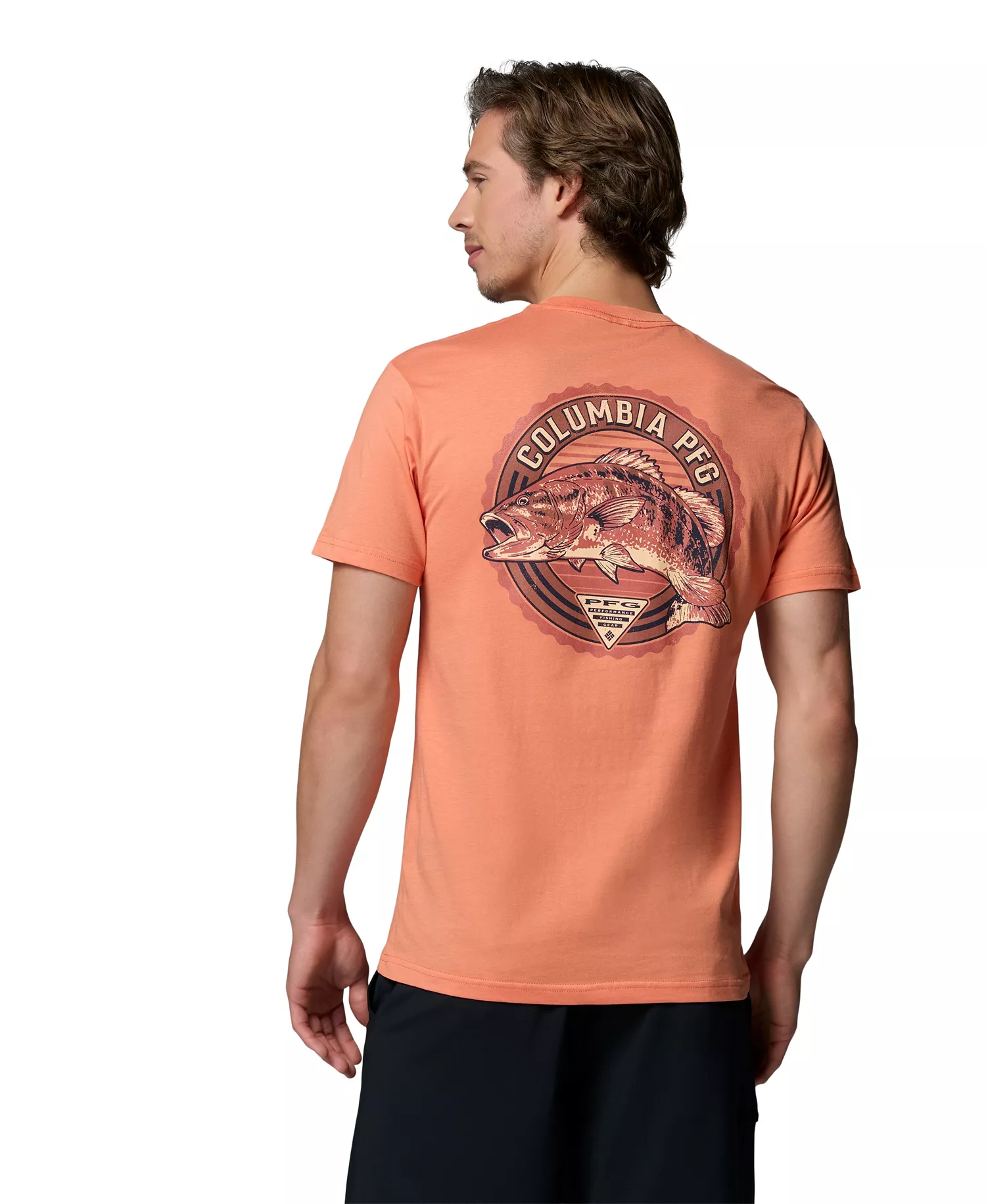 Men's PFG Trawling Graphic T-Shirt - BRIGHT PEACH - L