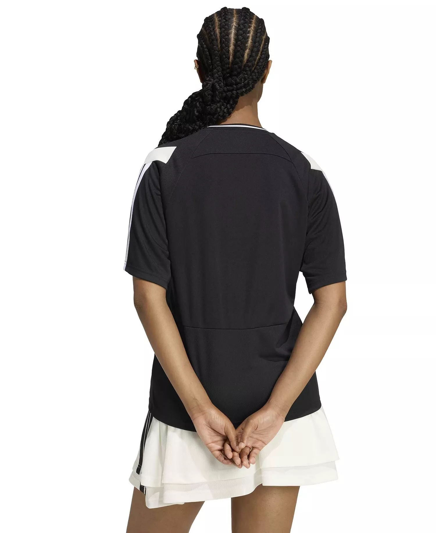 Women's Knitted Short-Sleeve T-Shirt - Black/Off White/White - L