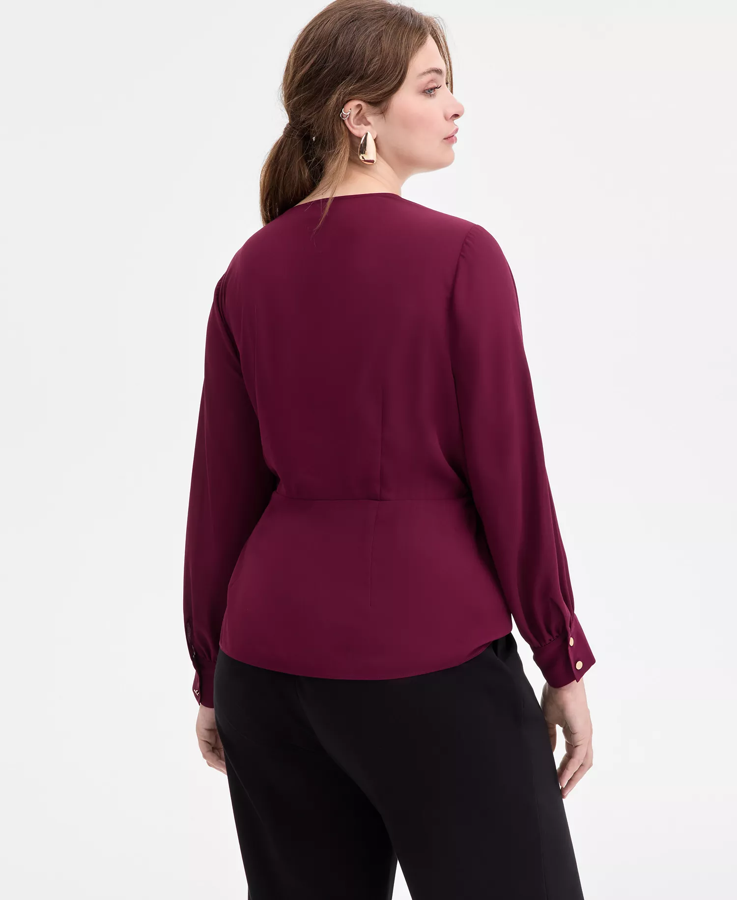 Women's Asymmetric-Tie Surplice Top, Macy's Exclusive - Berried Treasure - 0X