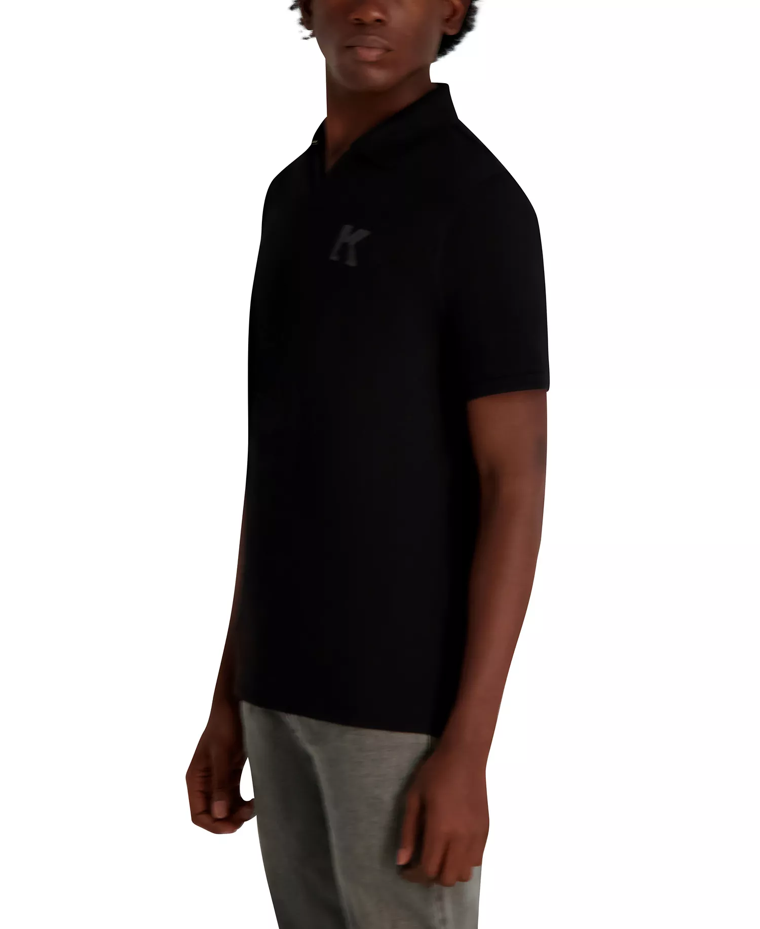 Men's Embroidered K Polo Shirt - BLACK - L