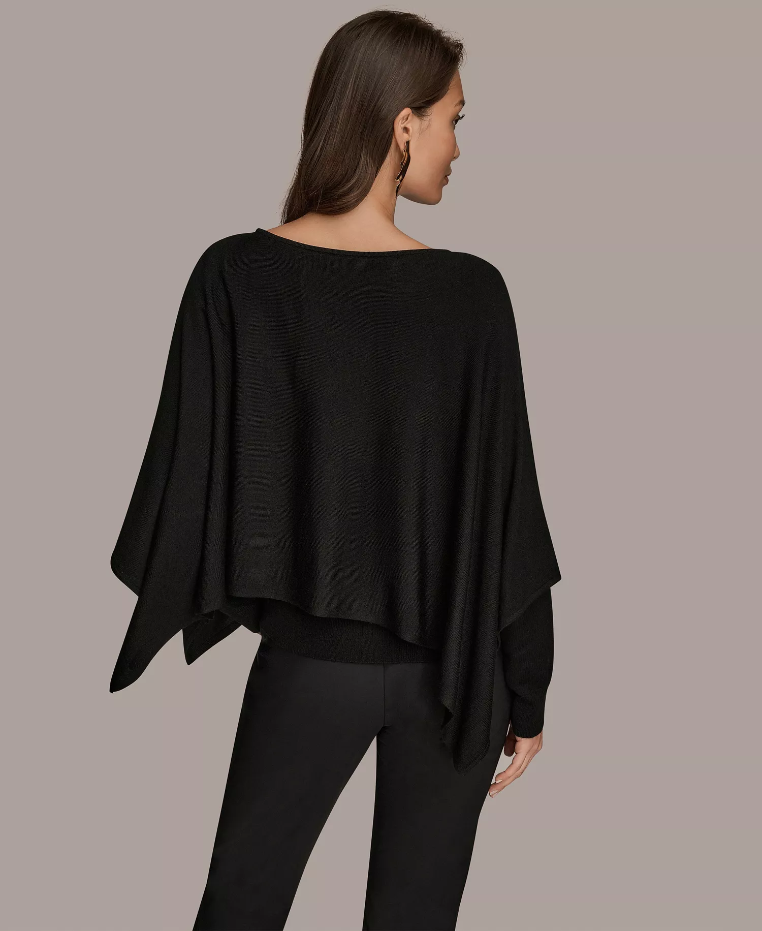 Women's Long Sleeve Cape Sweater - Black - M